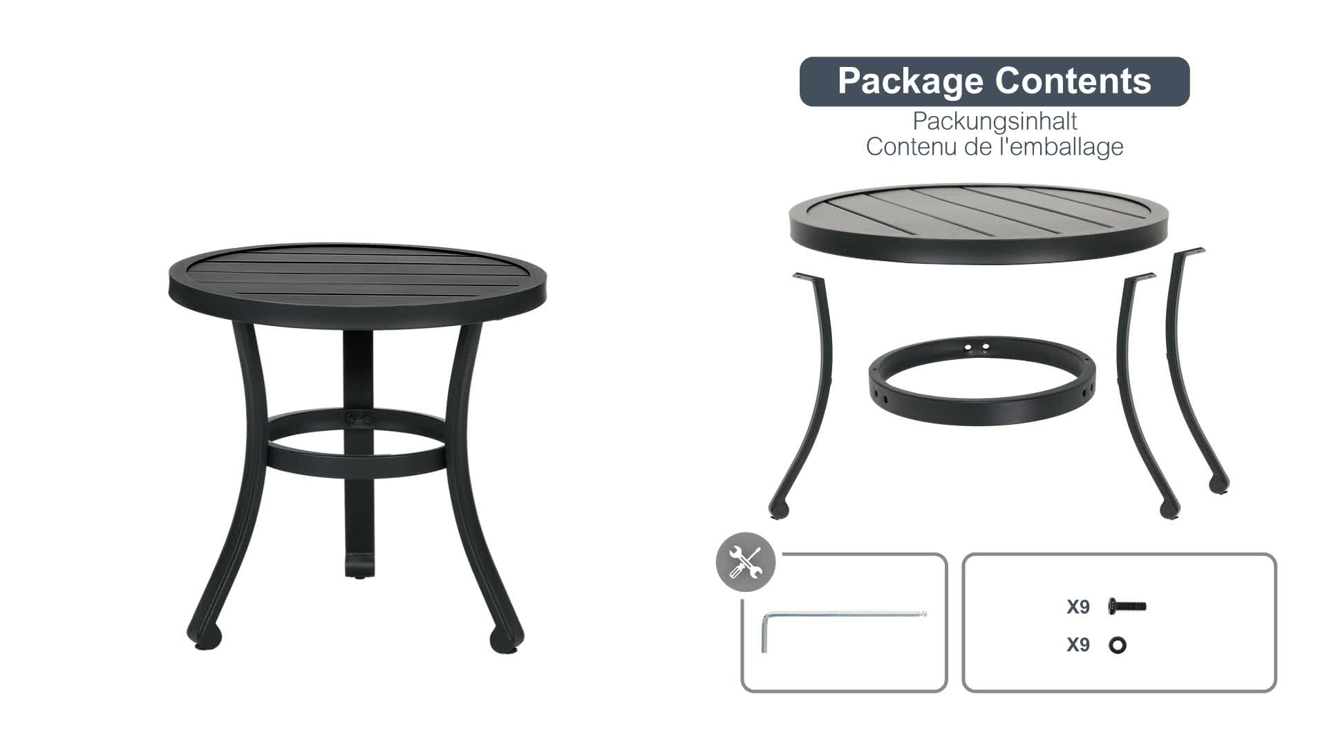 Outdoor-Beistelltisch aus Metall, 51 cm, rund, Schwarz Produktbild-Vorschau 7