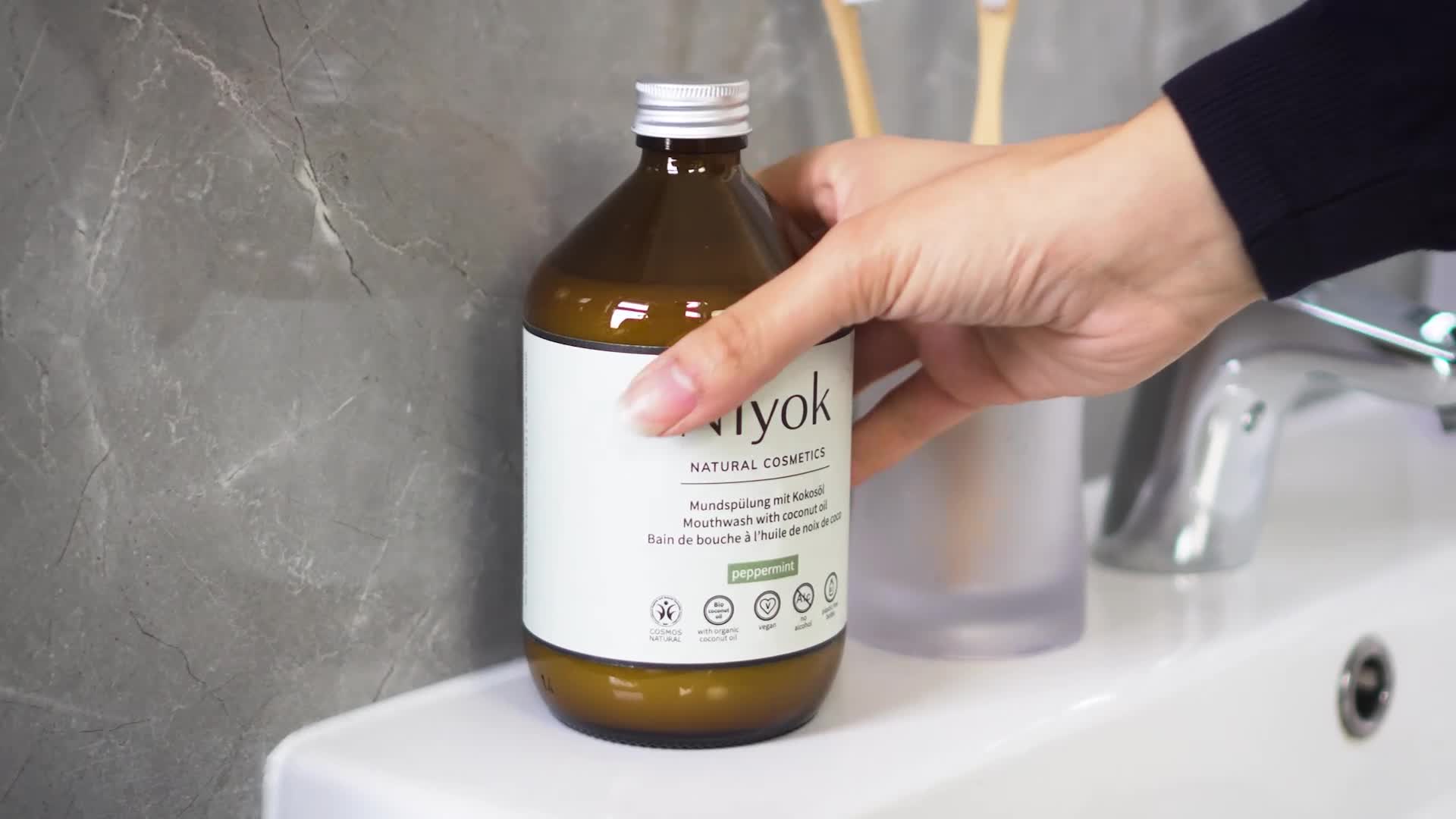 Niyok Mundspülung mit Kokosöl "Pfefferminze" 500ml, Produktbild-Vorschau 7