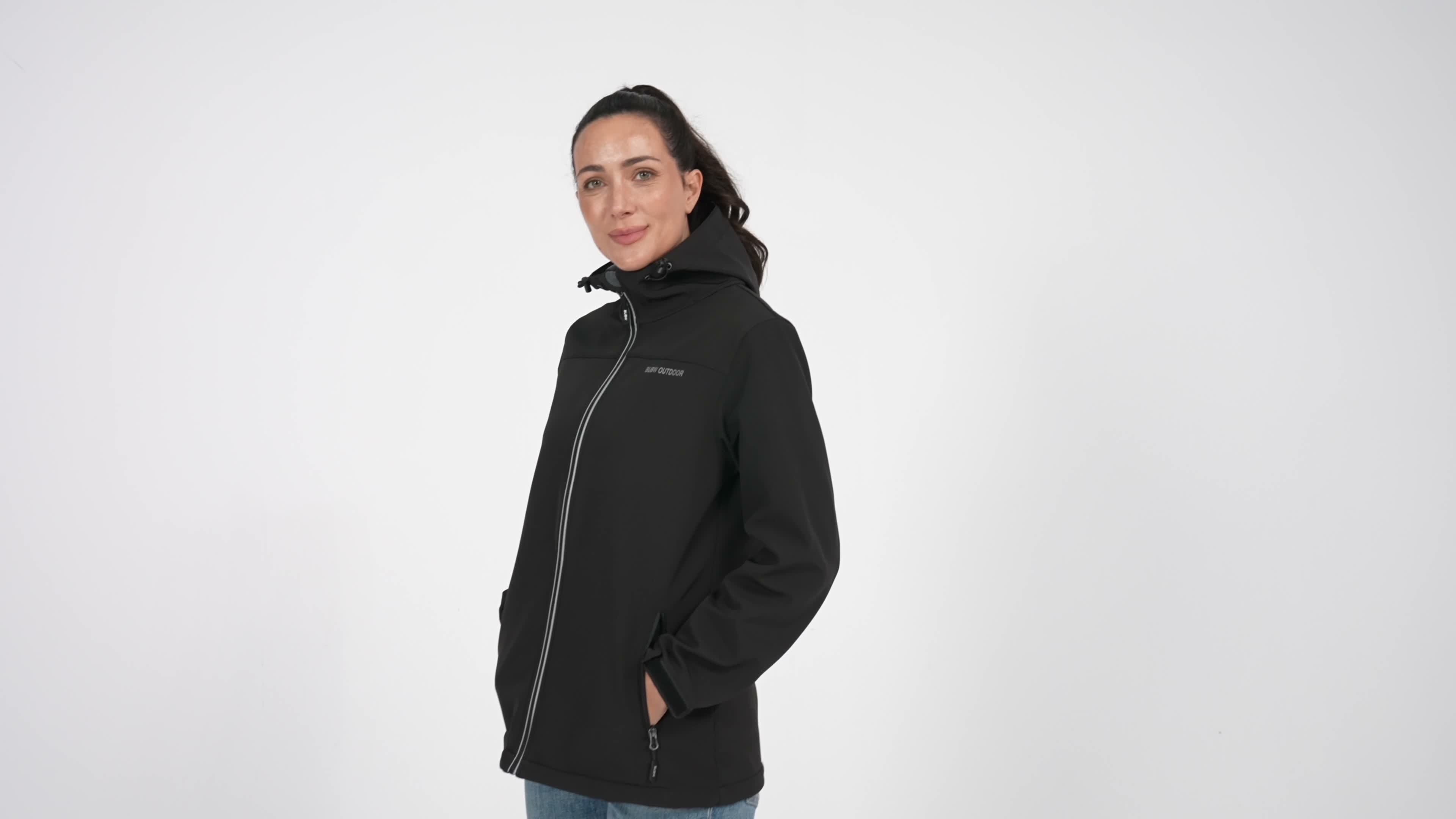 BUBW Damen Softshelljacke wasser- und winddicht mit Kapuze Produktbild-Vorschau 7