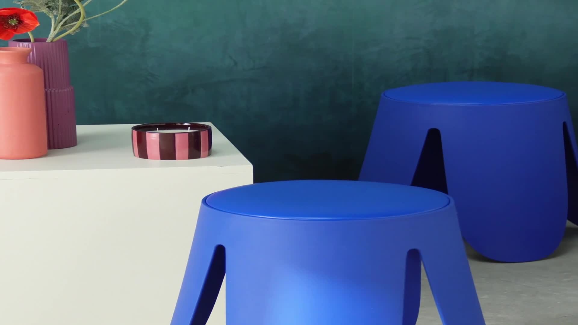 Set 2 sgabelli impilabili in Pelle finta, Blu Anteprima dell’immagine prodotto 7