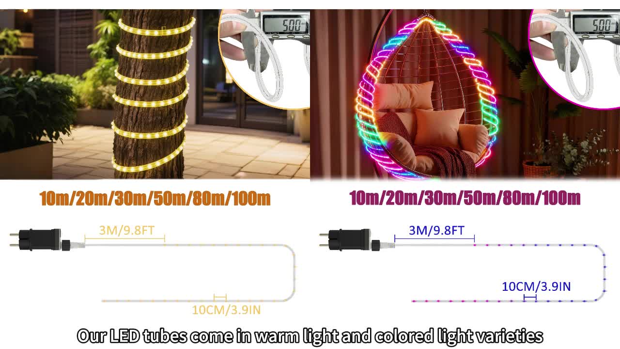 XINZI 30M LED Lichtschlauch mit 300 LEDs – Warmweiß, IP44, Produktbild-Vorschau 7