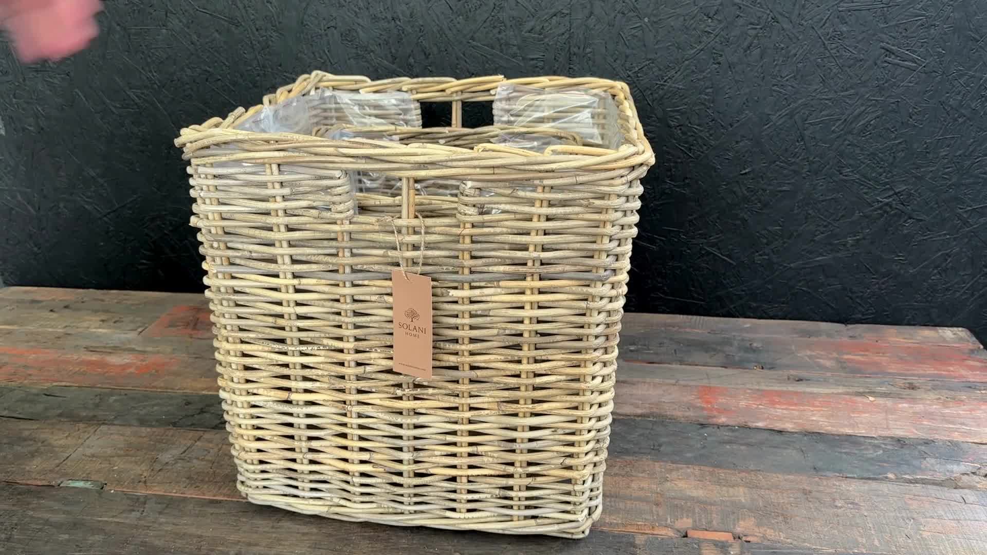 Rattan Pflanzkorb Set 3 Stück Kubu Grau quadratisch mit Produktbild-Vorschau 7