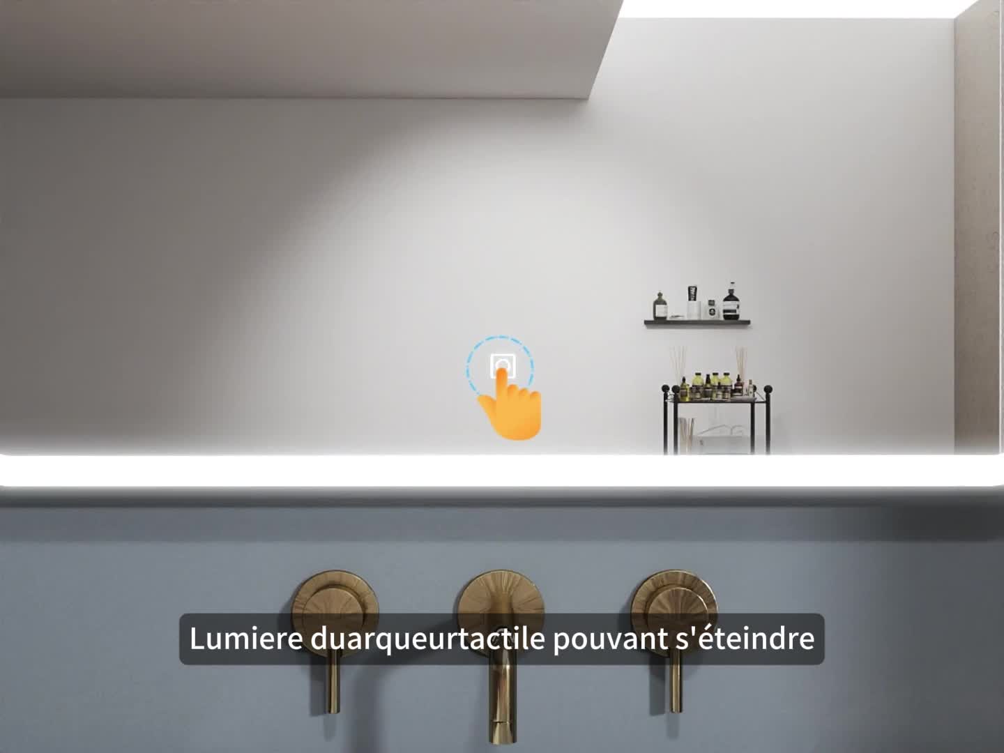 Miroir LED 120x70cm avec cadre noir, tricolore + anti-buée Voir les images du produit 7