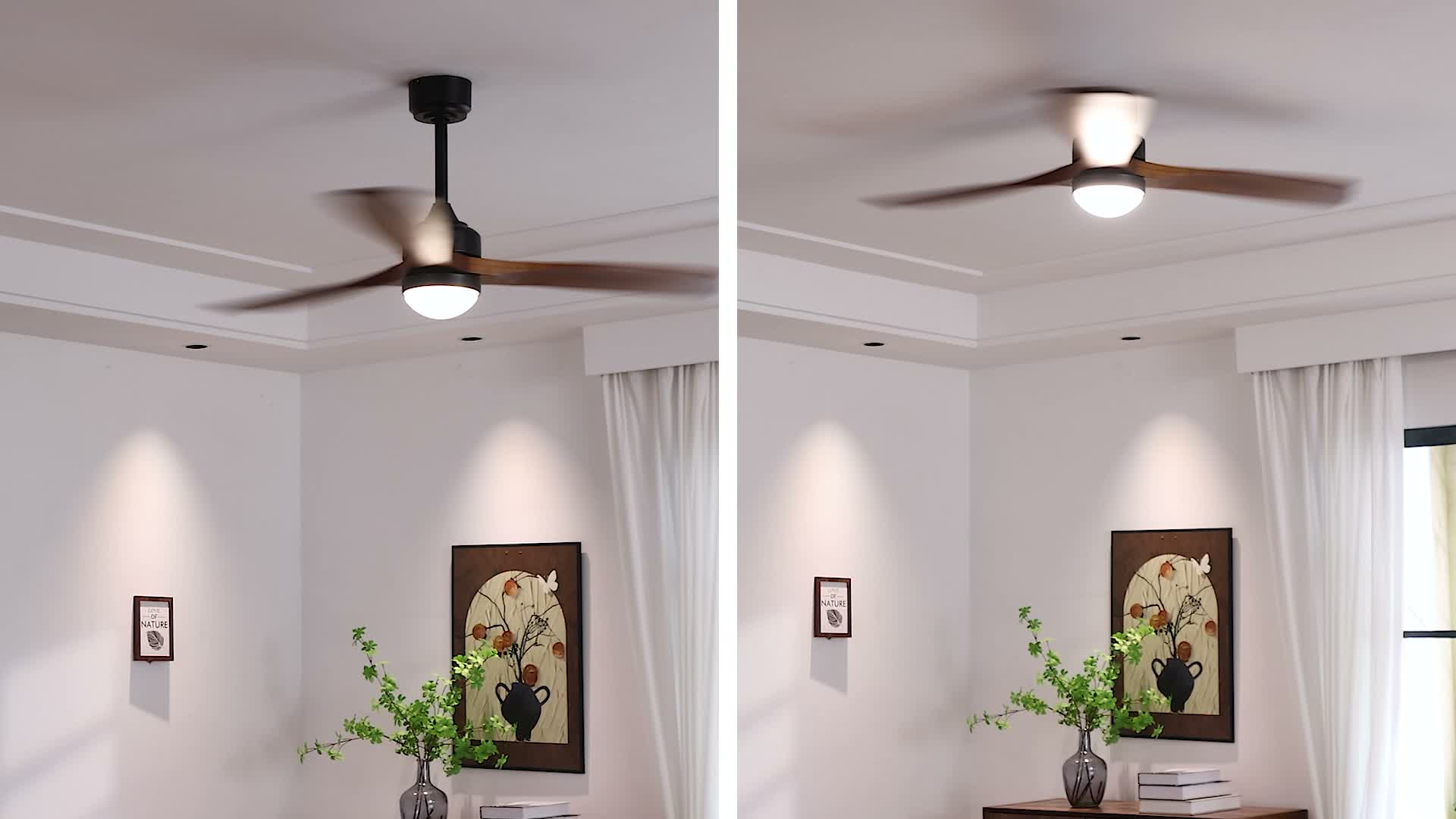 Sofucor Deckenventilator aus Holz, 132 cm, mit Licht und Produktbild-Vorschau 7
