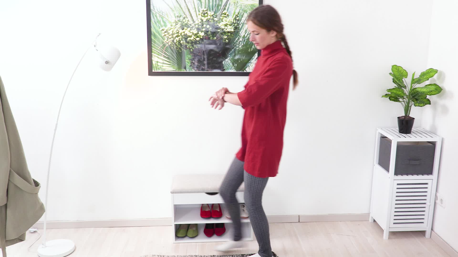 Relaxdays Schuhbank, gepolsterte Garderobenbank, 3 Fächer, Produktbild-Vorschau 7