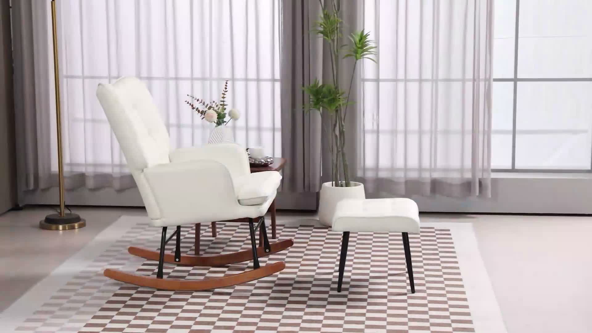 HOMCOM Schaukelstuhl Schwingsessel mit Hocker Relaxsessel Produktbild-Vorschau 7
