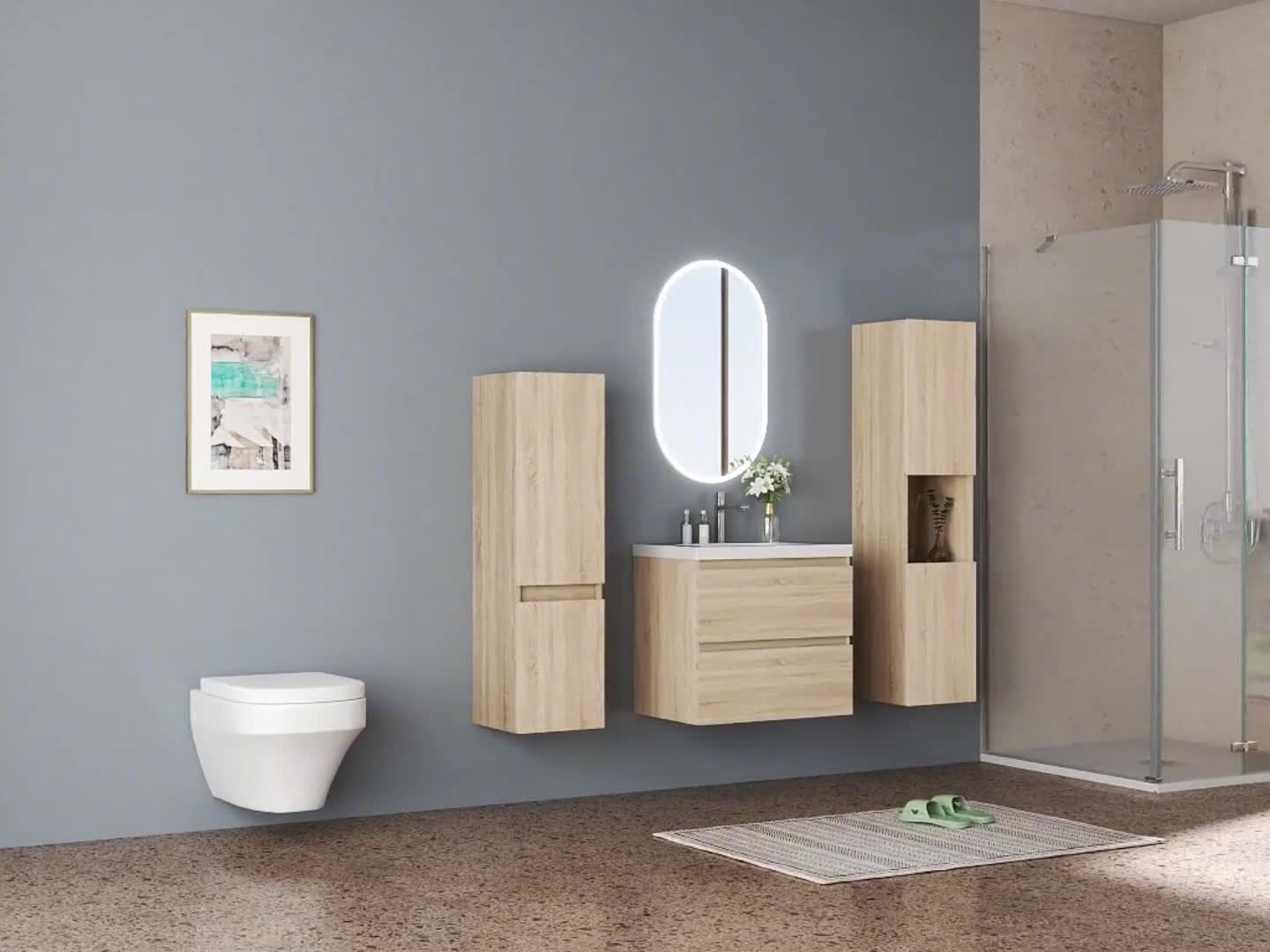 Ensemble Meuble Salle de Bain Suspendu, 3 Éléments MDF avec Voir les images du produit 7