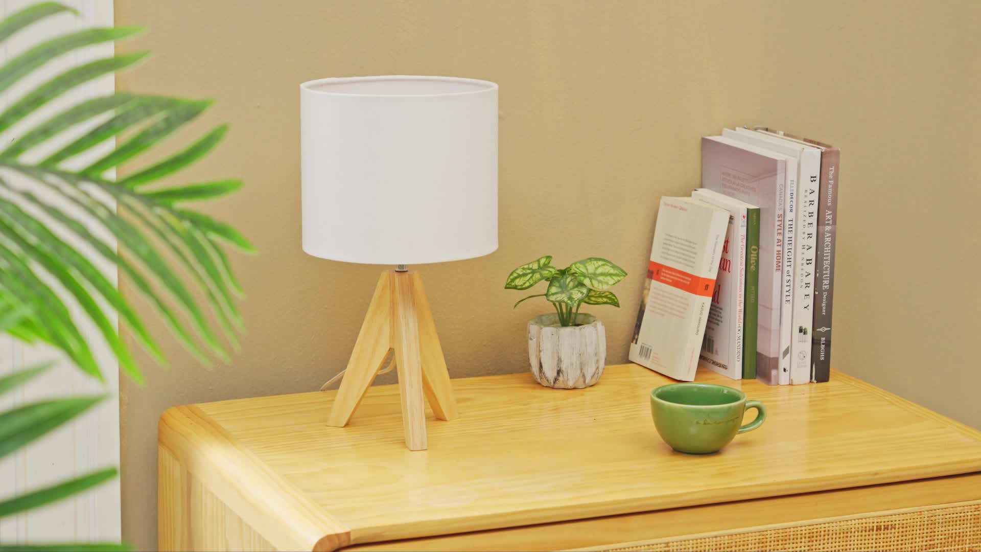 EDISHINE Nachttischlampe mit Schirm, Tischlampe Holz, Produktbild-Vorschau 7