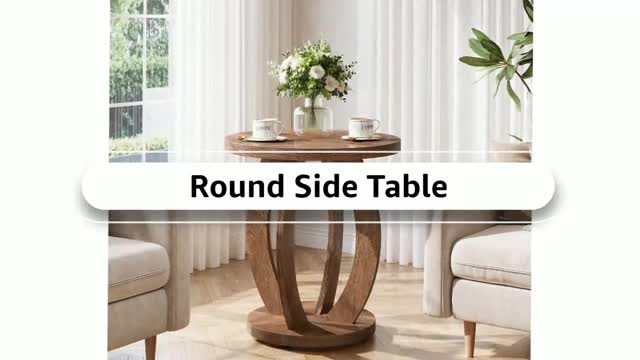 Tribesigns Table d'appoint, table d'appoint ronde avec Voir les images du produit 7