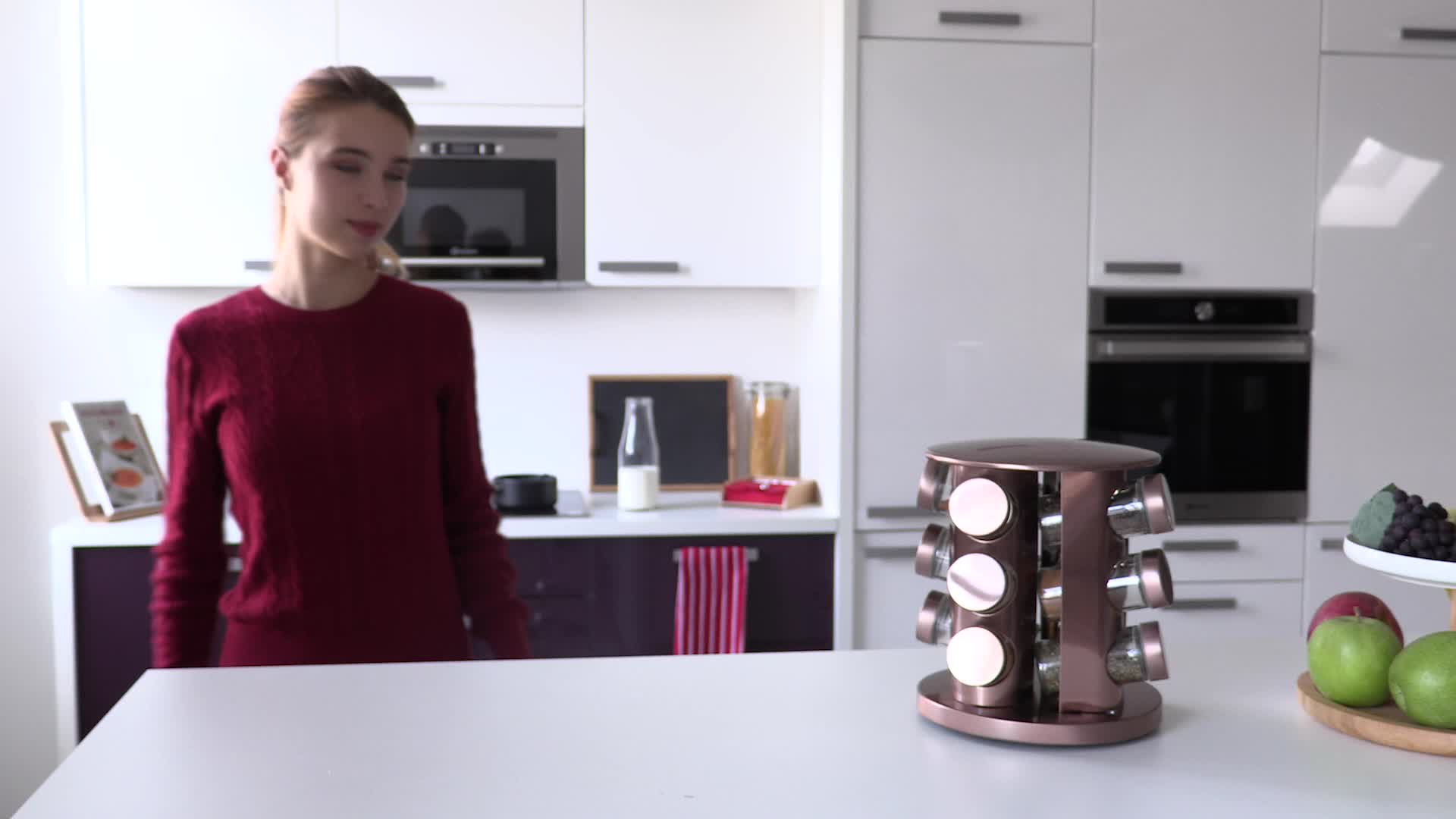 Relaxdays Gewürzkarussell mit 12 Gewürzdosen, 360° drehbar, Produktbild-Vorschau 7