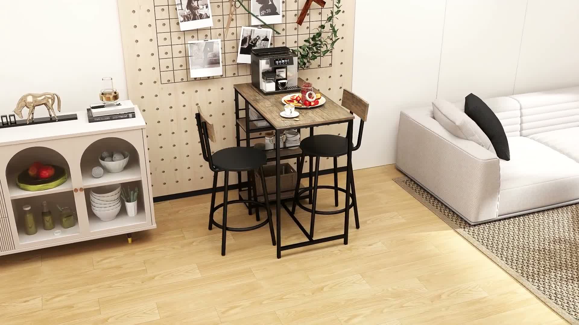 HOMCOM Bartisch mit Barhocker Set, Bartisch-Set mit Produktbild-Vorschau 7