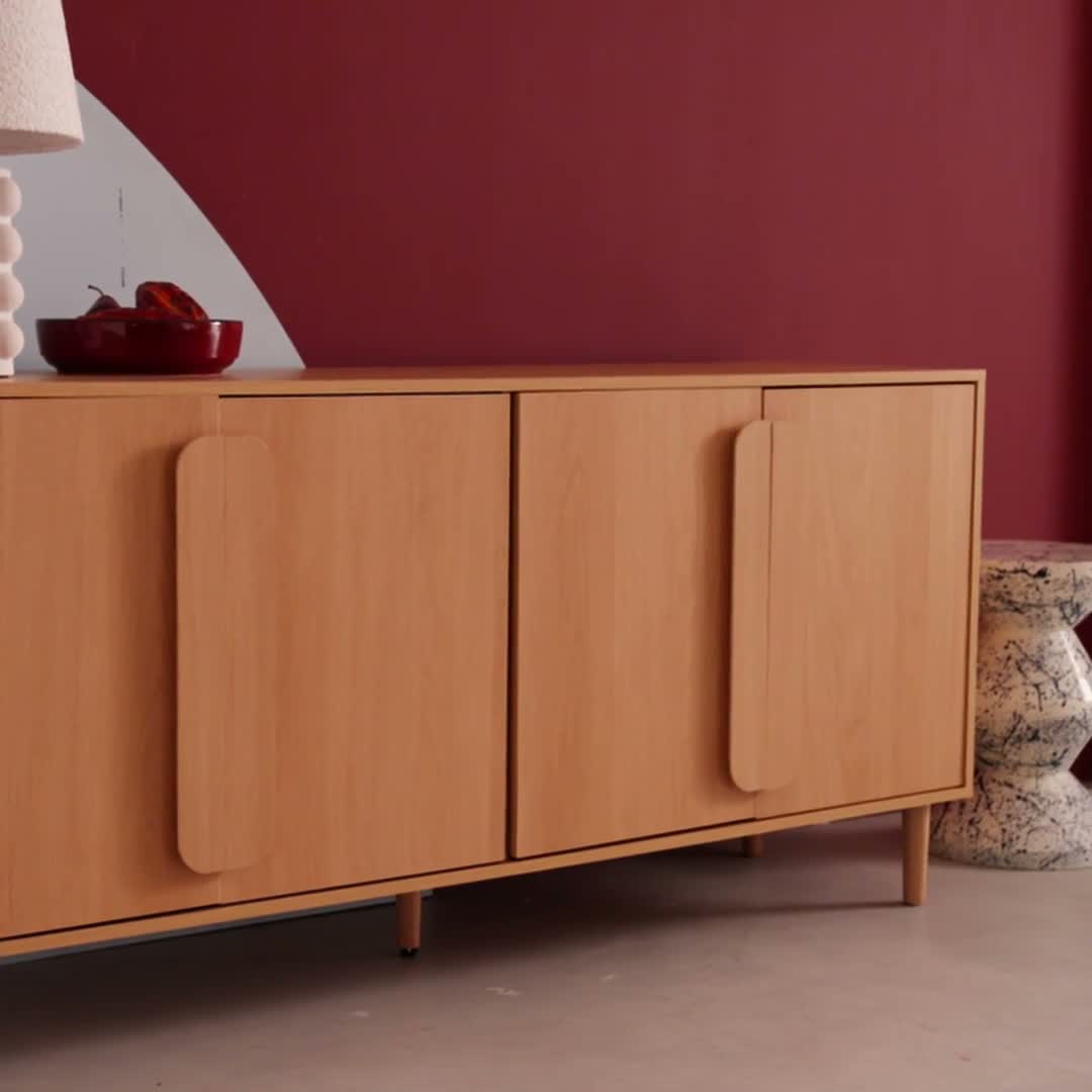 sweeek - Vintage-Sideboard im Holzlook mit 4 Türen, 160 cm Produktbild-Vorschau 7