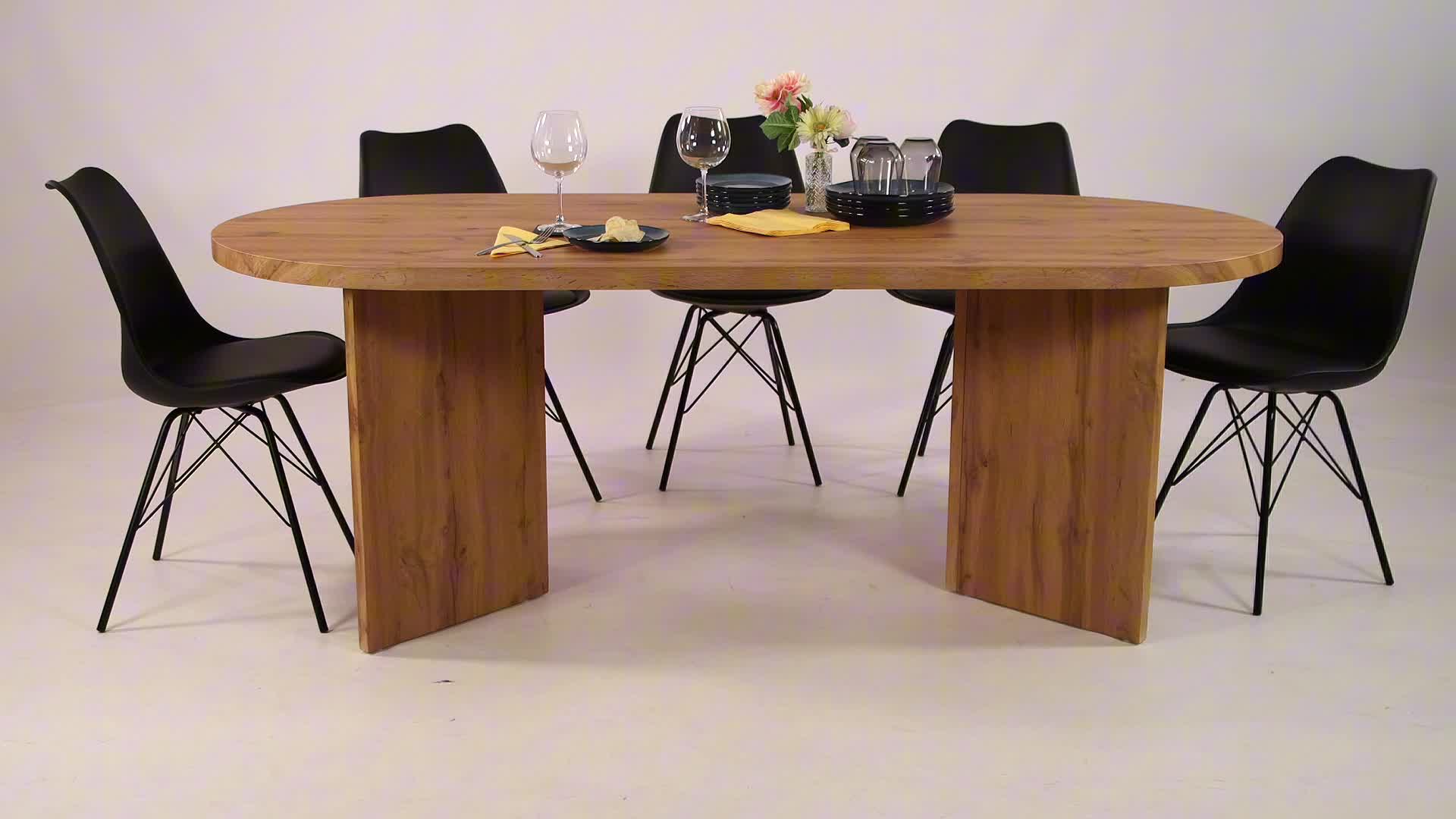 Möbelretoure Esstisch oval mit geraden Kanten 204x90 cm Produktbild-Vorschau 7