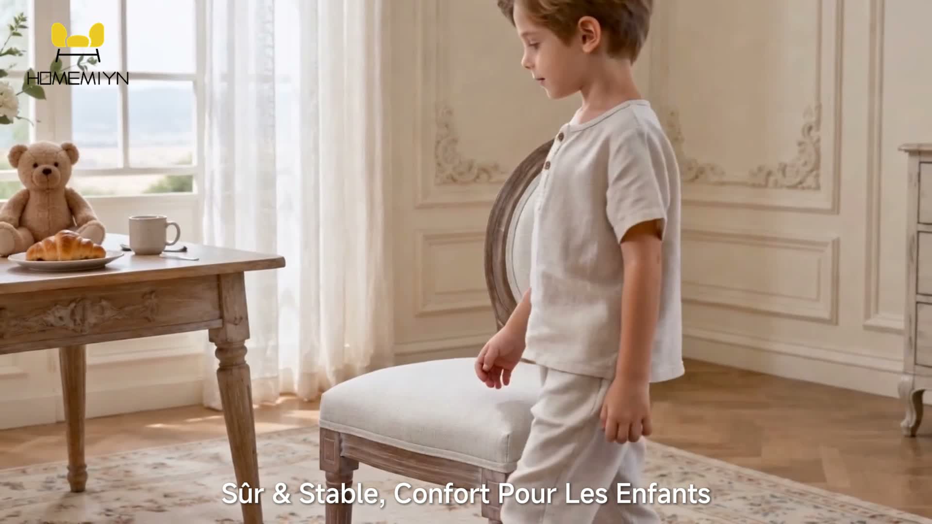 2 Chaises Enfant Bois, Assise Rembourrée, Beige, Dès 3 Ans Voir les images du produit 7