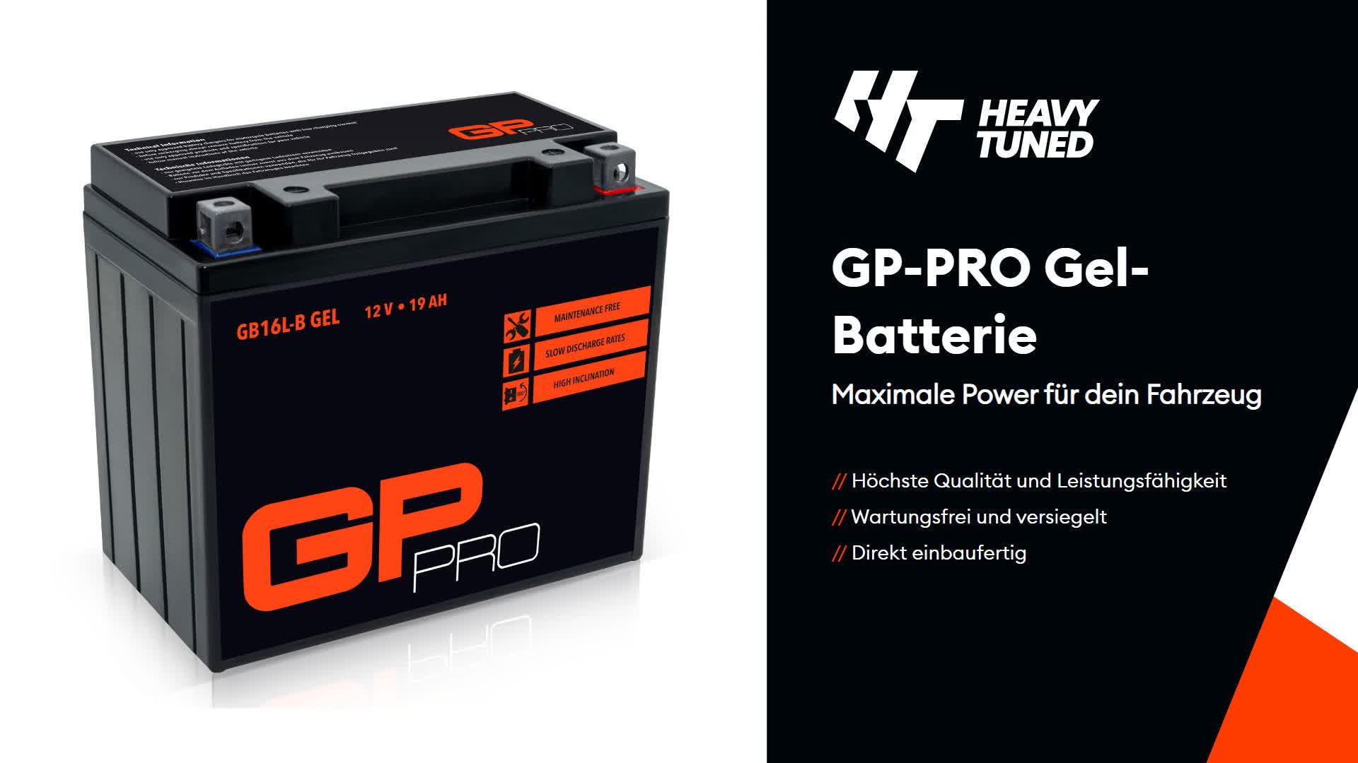 GP-PRO Gel-Batterie 12V 19Ah GB16L-B Motorradbatterie, Produktbild-Vorschau 6