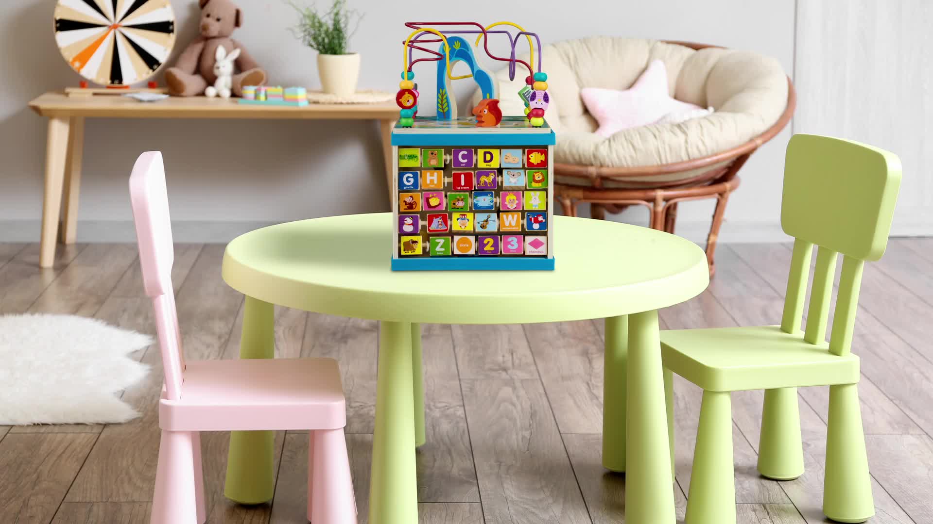 Relaxdays Motorikwürfel, Holz, Design B, Kinder ab 3 Produktbild-Vorschau 7