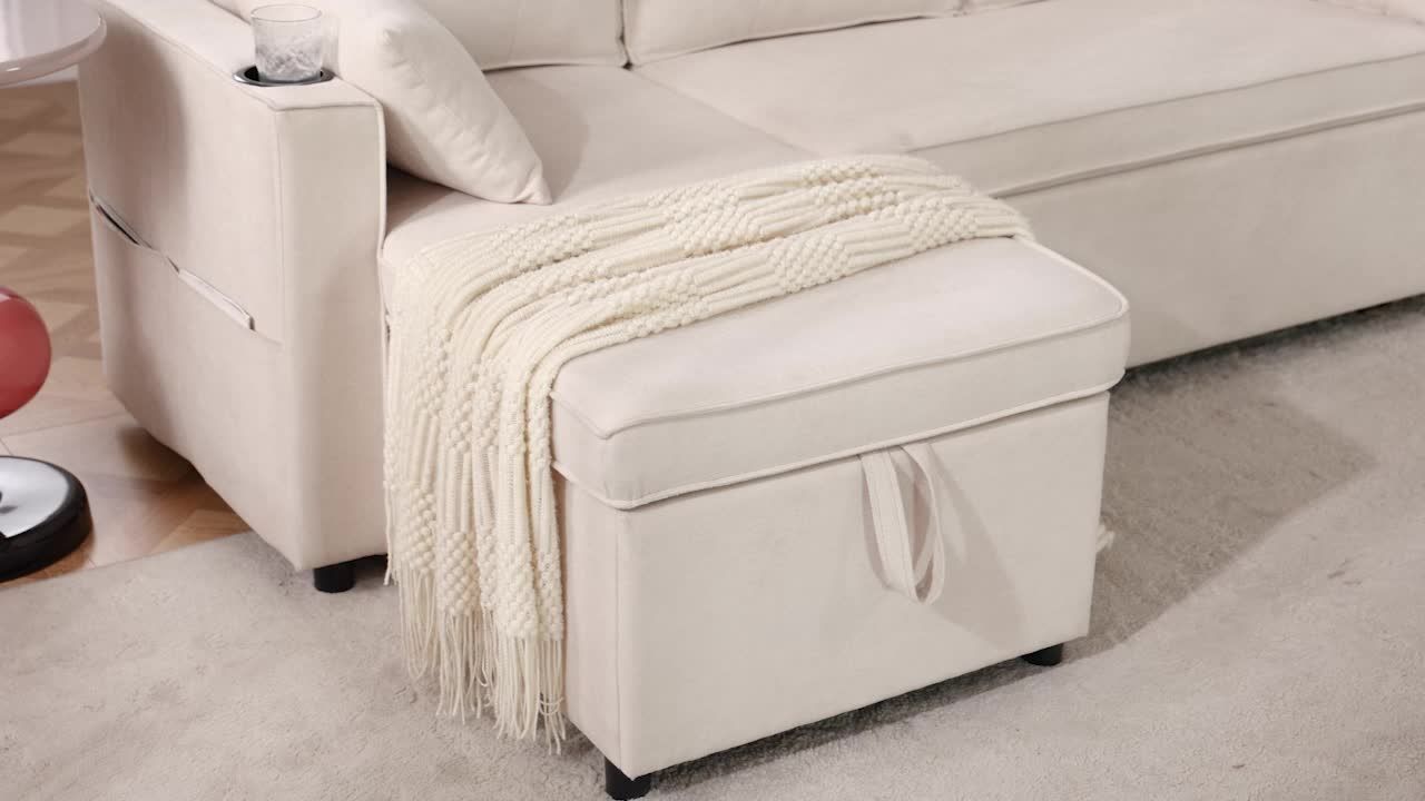 Merax Ecksofa, L-Form Sofa mit Schlaffunktion und Produktbild-Vorschau 7