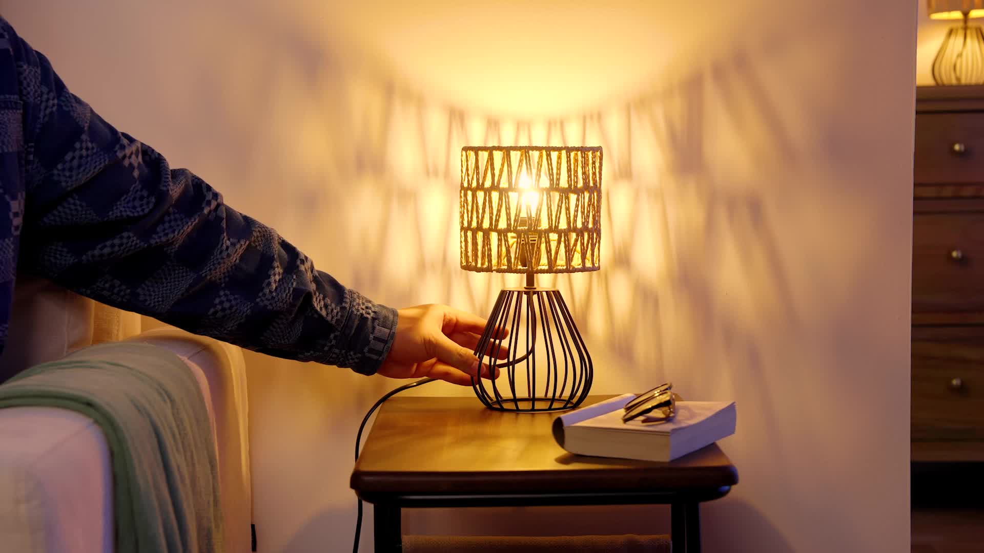 EDISHINE Tischlampe Wohnzimmer, Nachttischlampe Vintage Produktbild-Vorschau 7