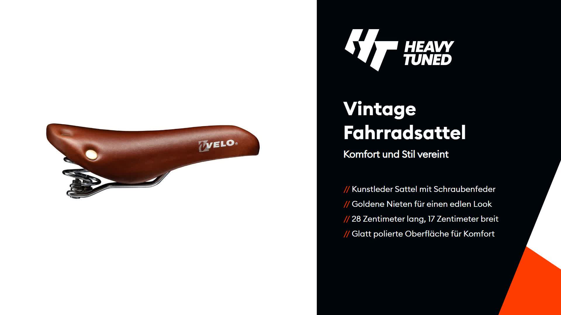 VELO Bicycle Saddle w/spring brown leather+rivet Produktbild-Vorschau 7