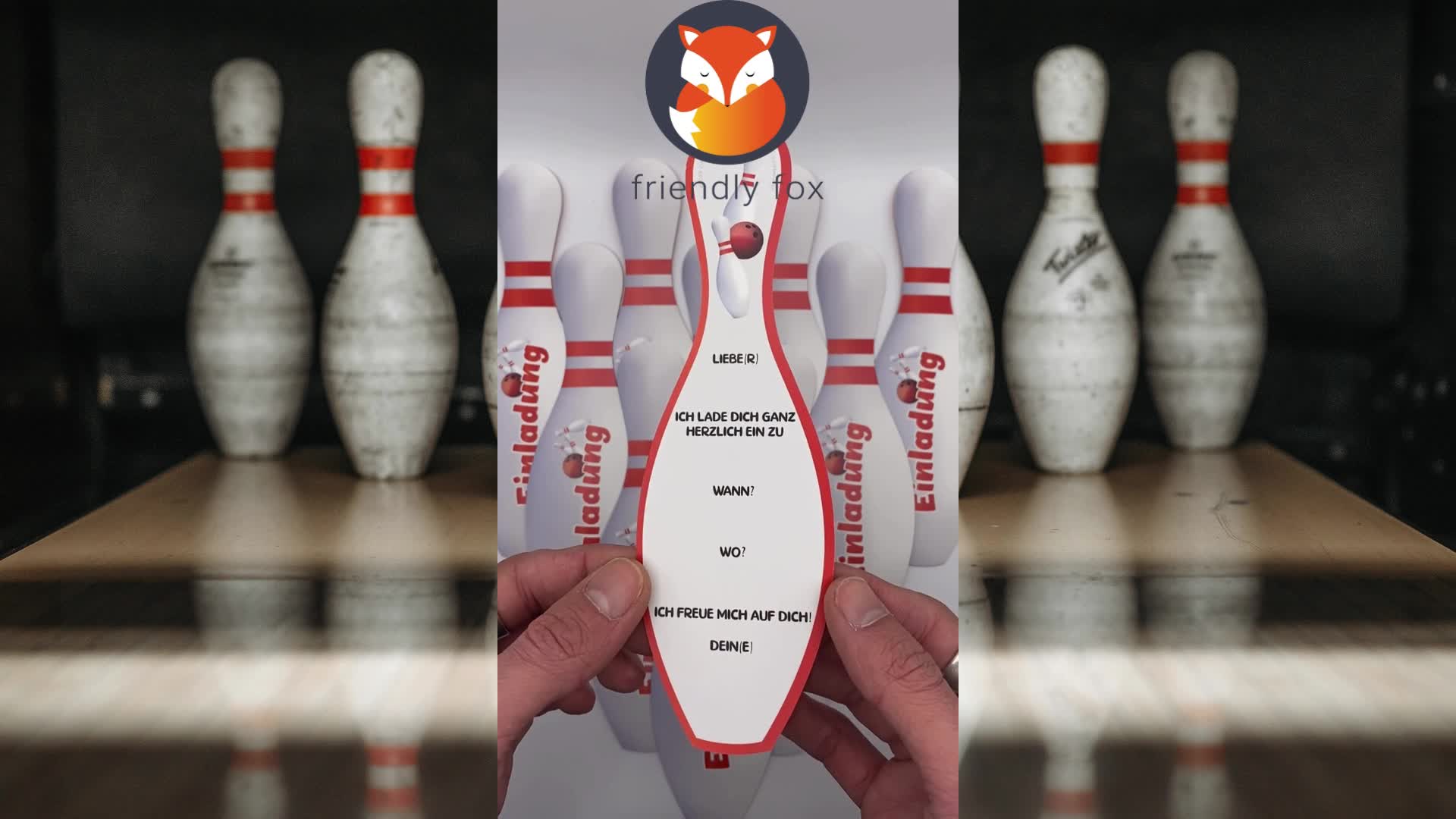 Friendly Fox 12 Bowling Einladungen, Einladungskarten zum Produktbild-Vorschau 7