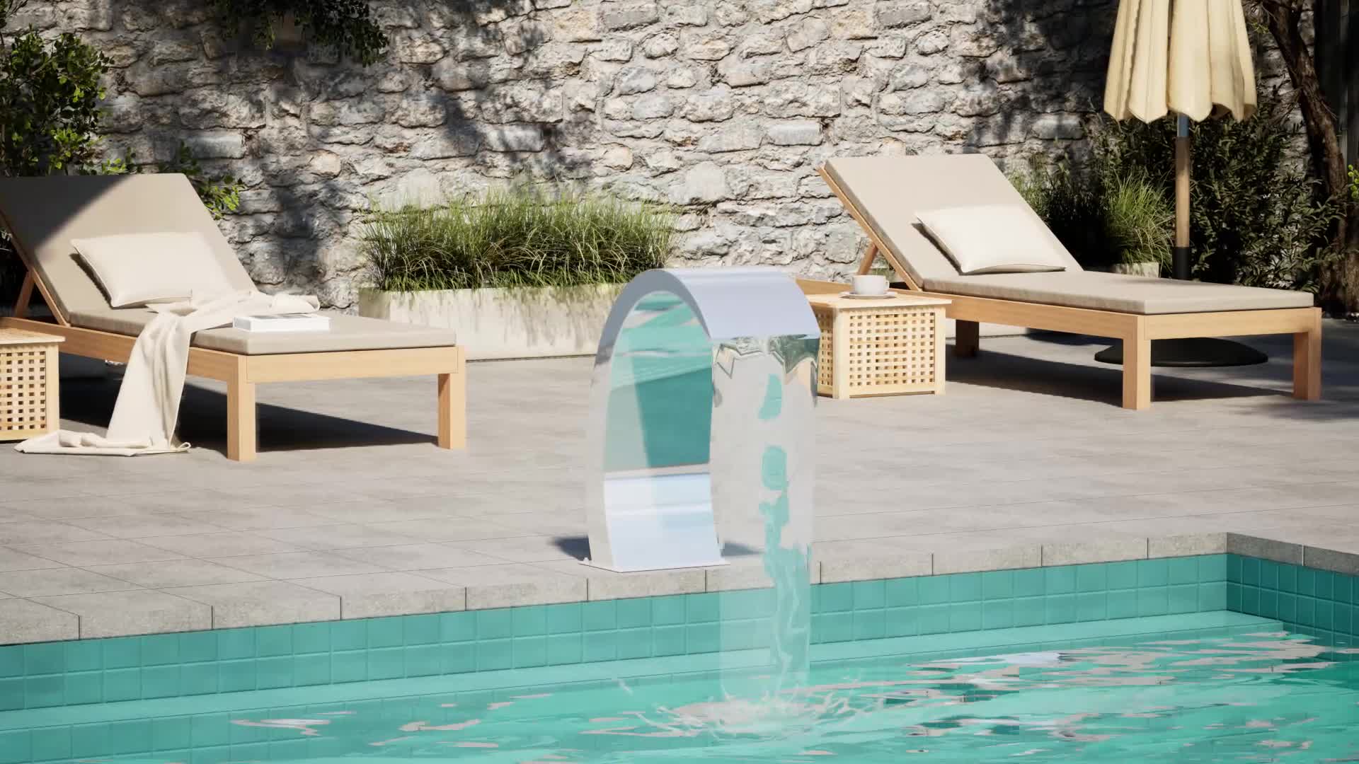 vidaXL Garten-Wasserfall Pool-Fontäne Edelstahl 45x30x60 cm Produktbild-Vorschau 7