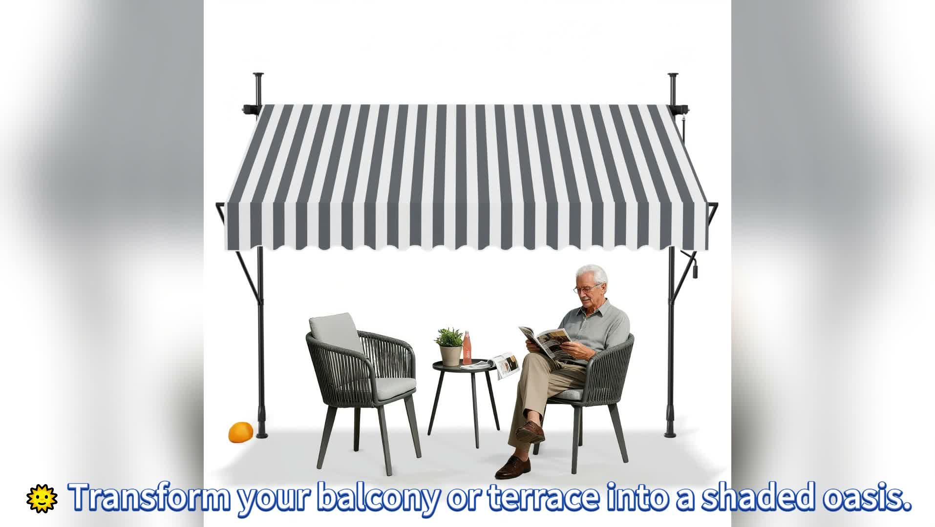 LZQ 300x120cm Svěrná markýza Stahovací balkonová markýza s Náhled obrázku produktu 7