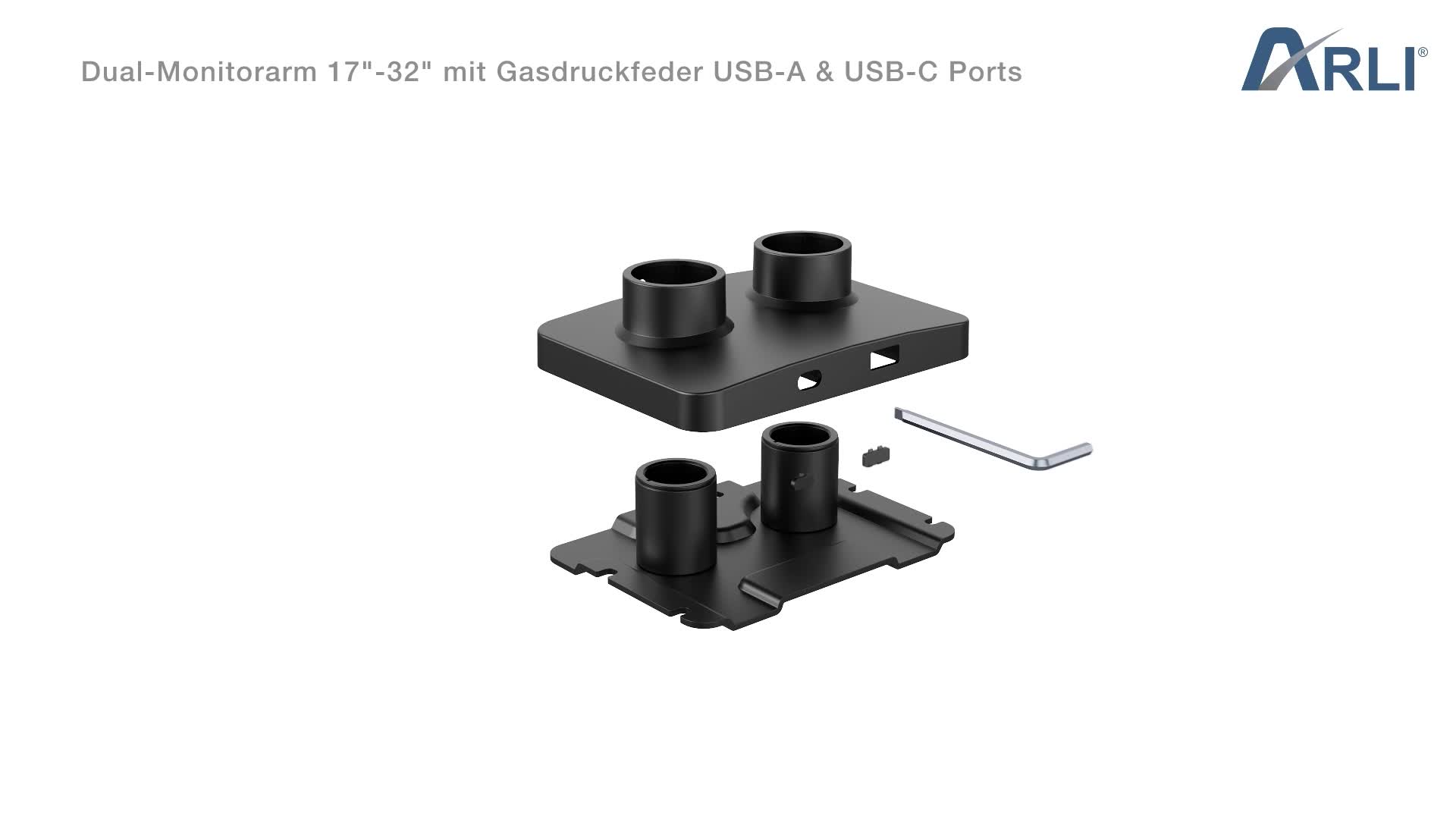 ARLI Gasdruckfeder Monitorhalterung Dual 17 – 32 Zoll mit Produktbild-Vorschau 7
