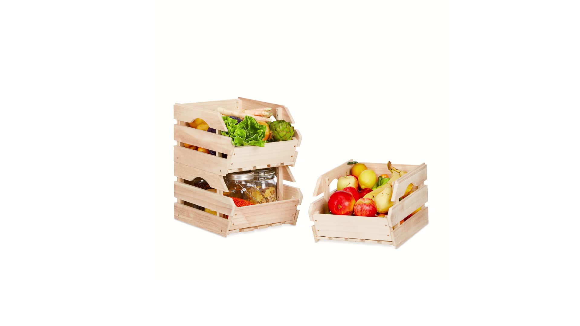 Relaxdays Stapelkisten Holz, 3er Set Stapelbox universal, Produktbild-Vorschau 7