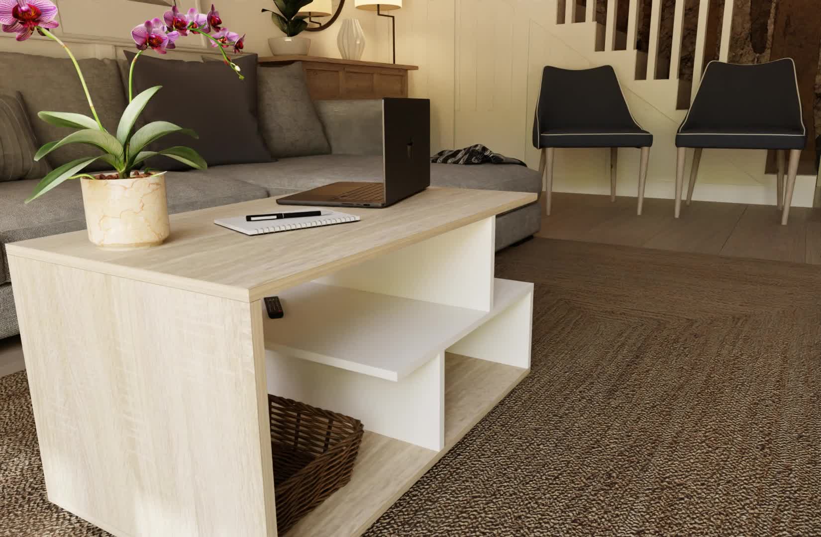 Meble Pitus Couchtisch ST10 90x50 cm mit Stauraum – Sonoma Produktbild-Vorschau 7