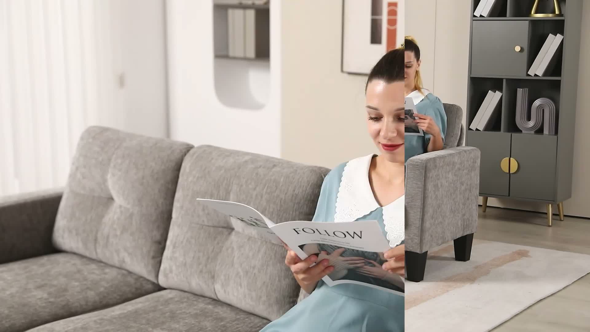 HOMCOM Ecksofa, Eck-Couch mit umkehrbarer Chaiselongue, Produktbild-Vorschau 7