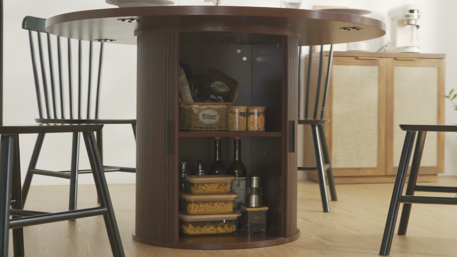 Hommpa Runder Esstisch 120cm mit Stauraum, Küchentisch für Produktbild-Vorschau 7