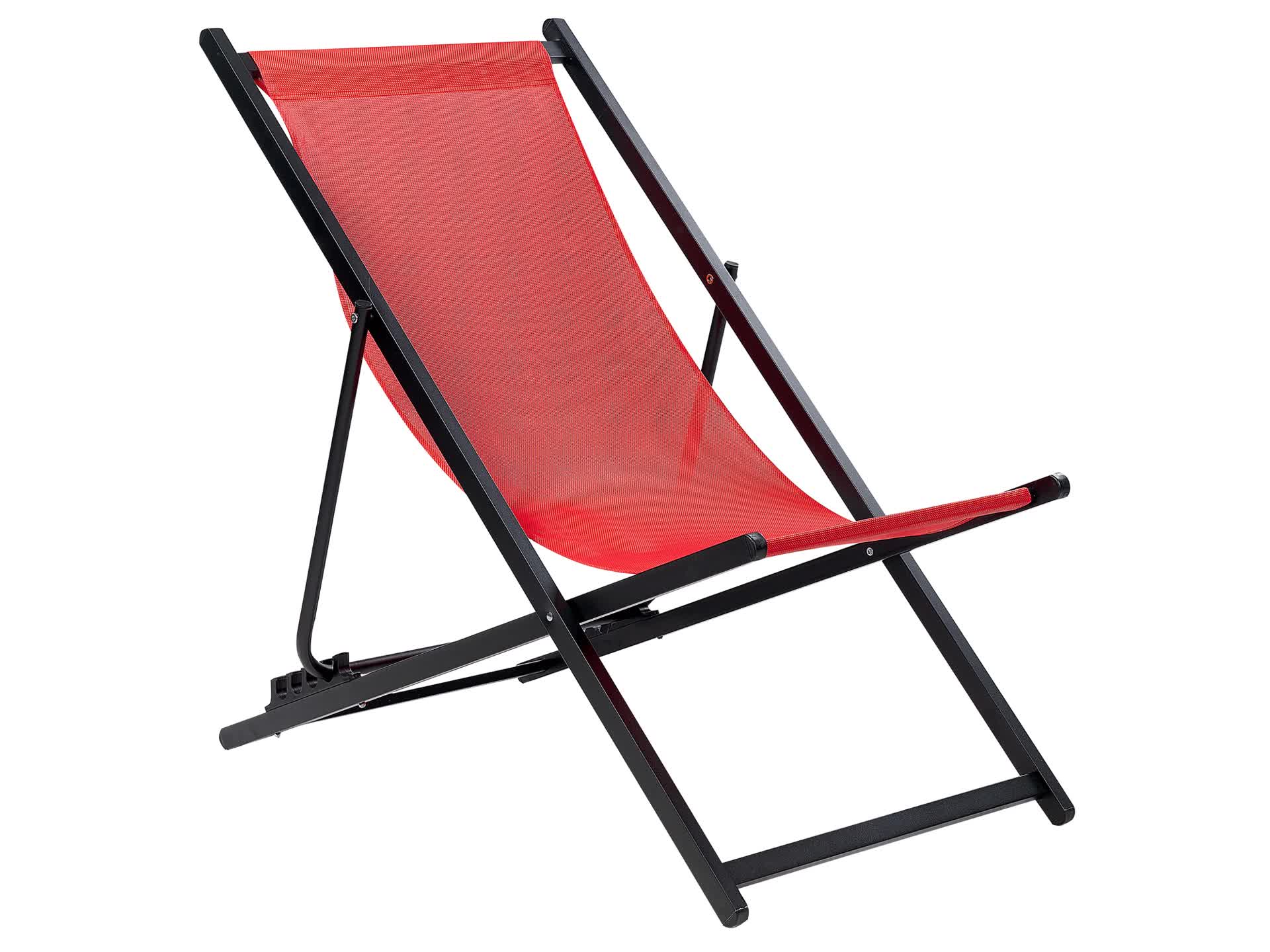 BELIANI Liegestuhl Schwarz Aluminium Mesh Rot Faltbar Produktbild-Vorschau 7
