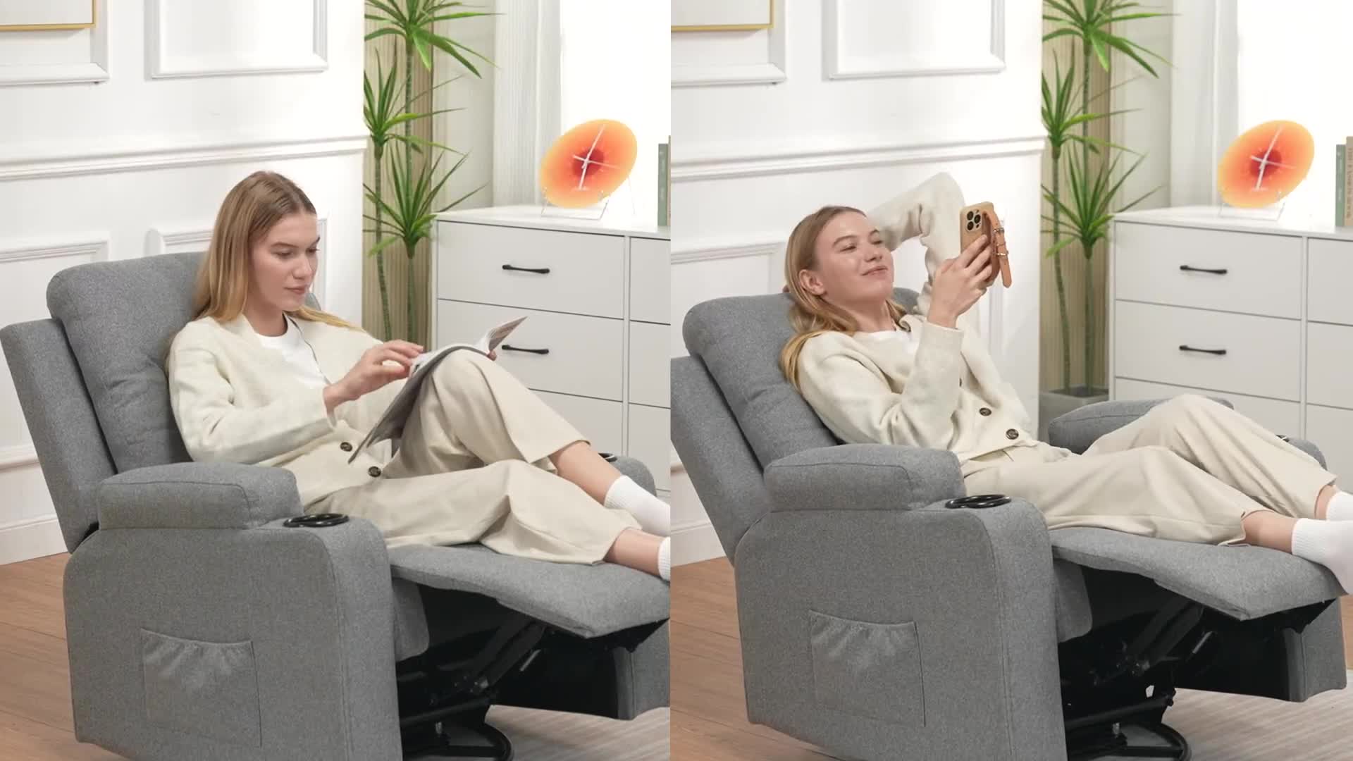 COMHOMA Relaxsessel TV-Sessel aus Stoff mit Liegefunktion Produktbild-Vorschau 7