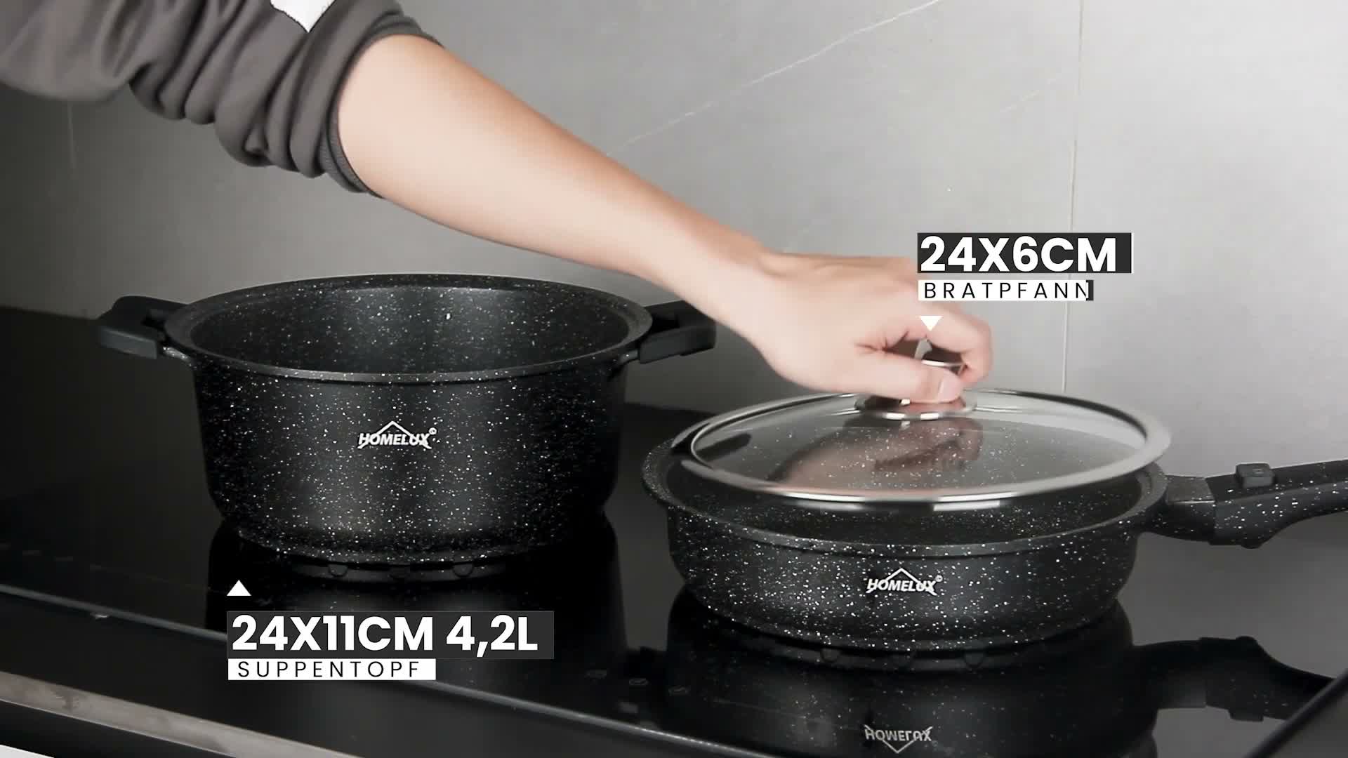 10-TLG Topfset Induktion mit Abnehmbarer Griff,Pfanne Produktbild-Vorschau 7