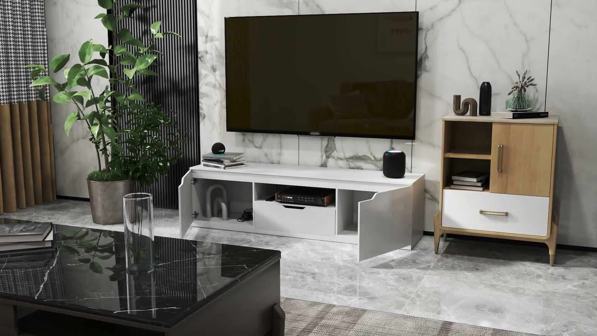 HOMCOM Hochglanz TV-Lowboard für Fernseher bis 65'', 3 Produktbild-Vorschau 7