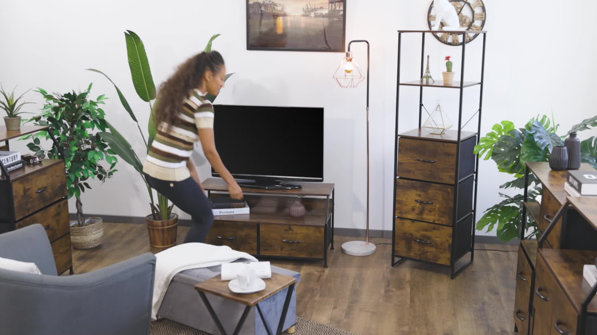 Relaxdays TV Board, Industrial, HxBxT: 48,5 x 93 x 41,5 cm, Produktbild-Vorschau 7
