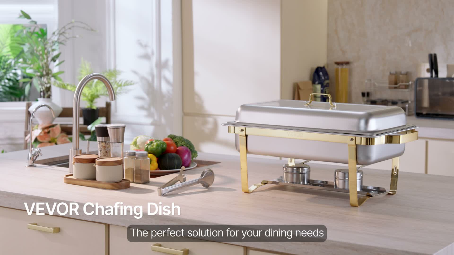 SucceBuy Chafing Dish Set aus Edelstahl 7,5L mit 4 Produktbild-Vorschau 7