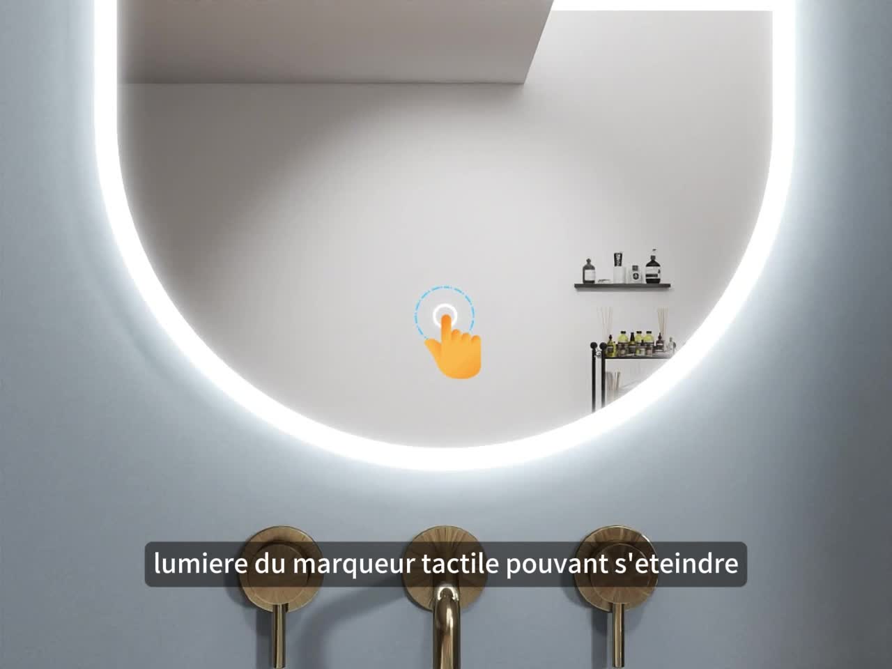 Miroir LED ovale 50x70cm, tricolore + anti-buée + dimmable Voir les images du produit 7