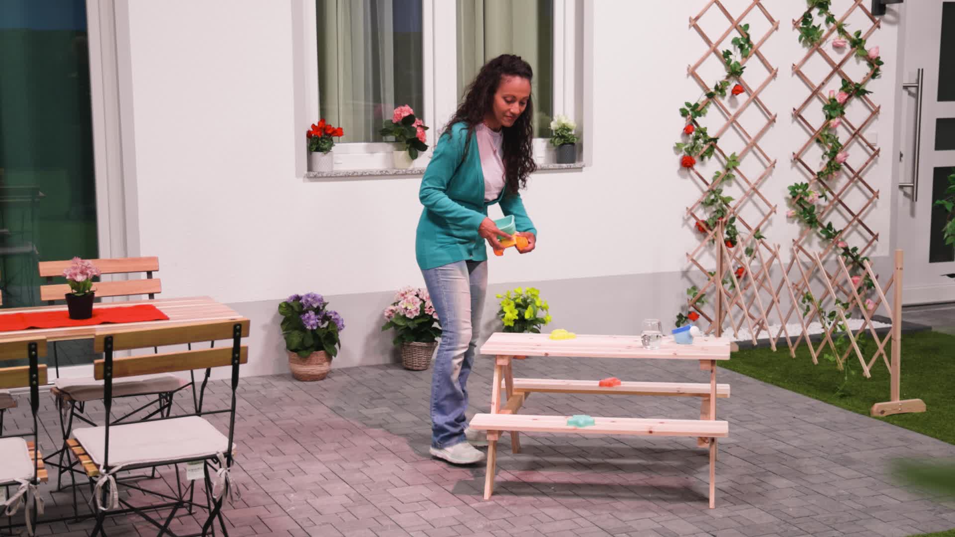 Relaxdays Kindersitzgarnitur Garten, Picknickbank, HBT: 51 Produktbild-Vorschau 7