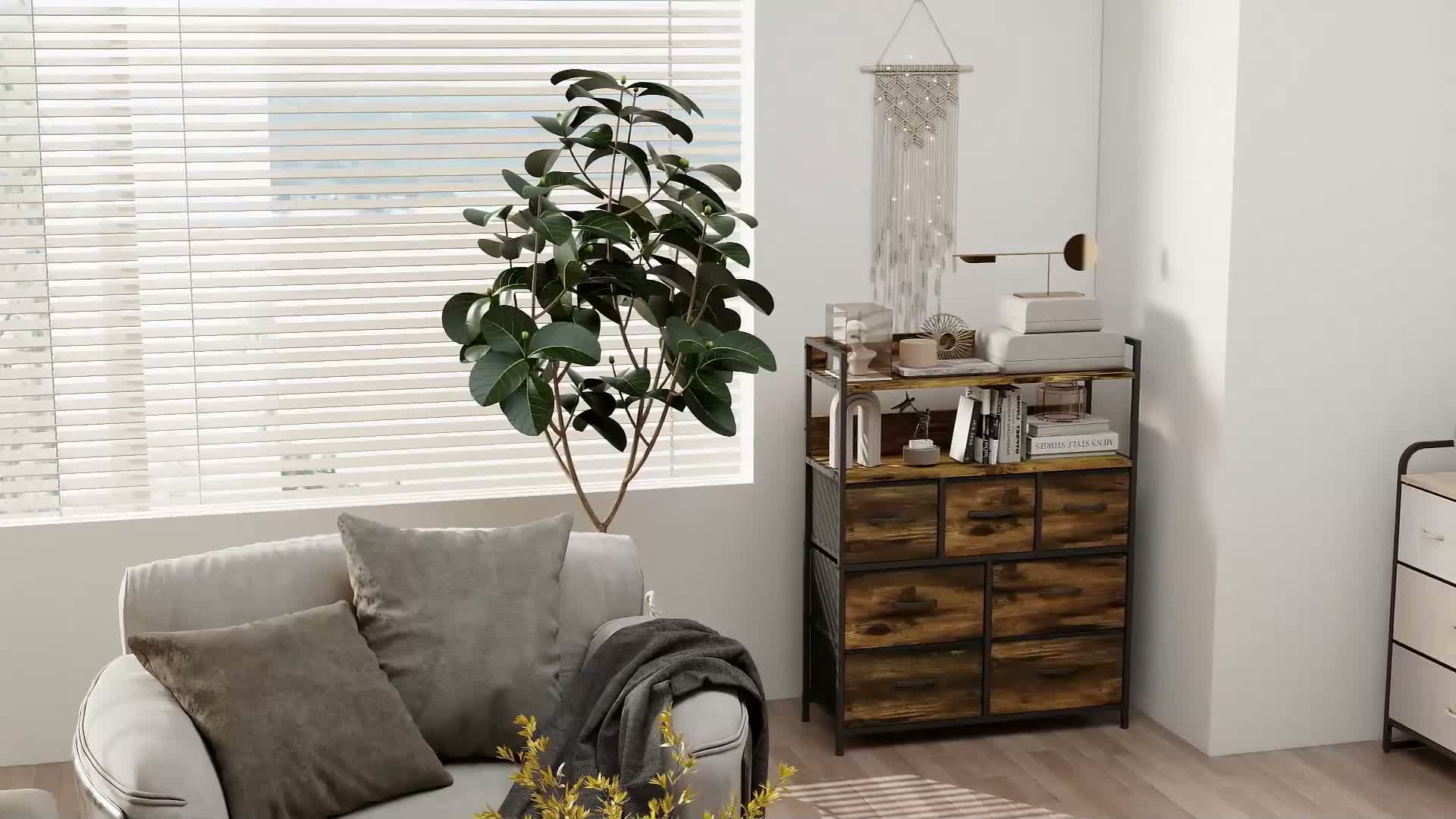 HOMCOM Kommode mit 7 Stoff Produktbild-Vorschau 7