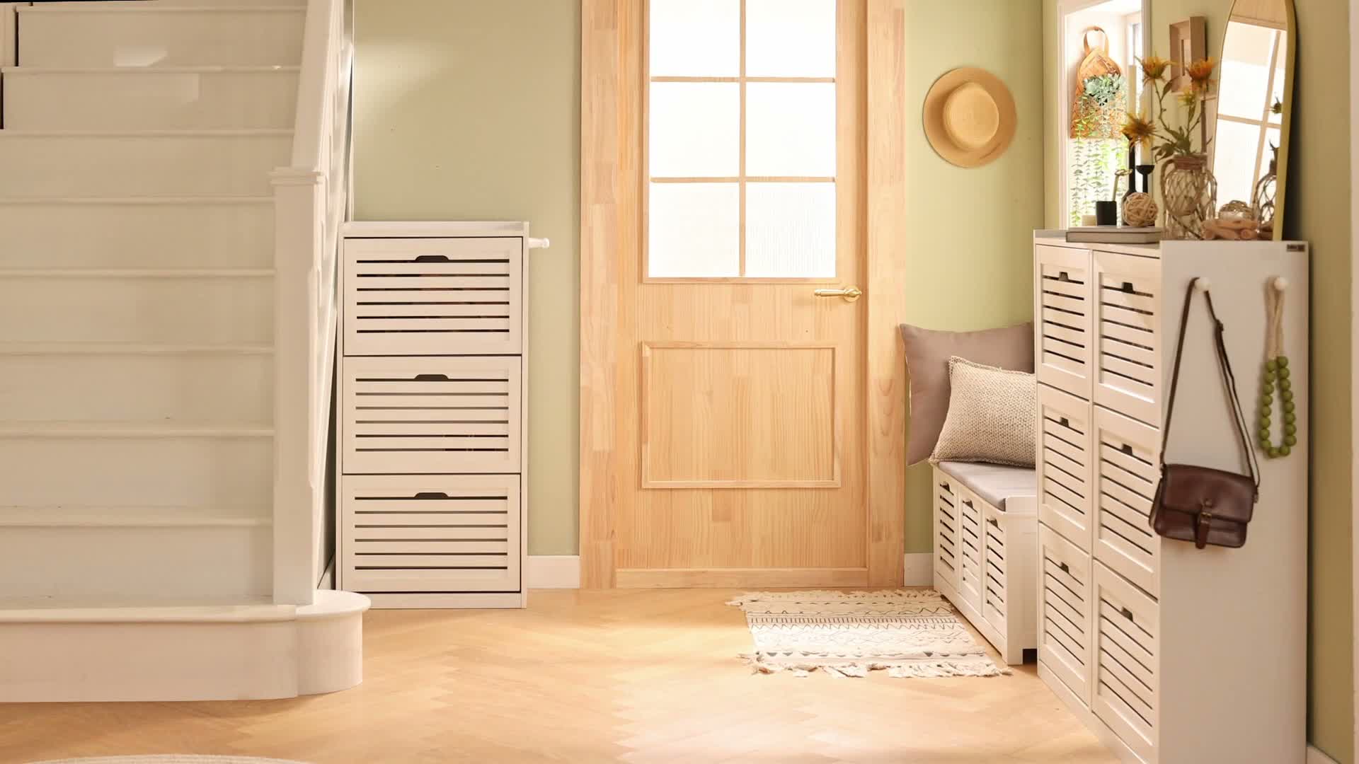 SoBuy FSR108-W Schuhschrank mit 3 Klappen Schuhregal Produktbild-Vorschau 7