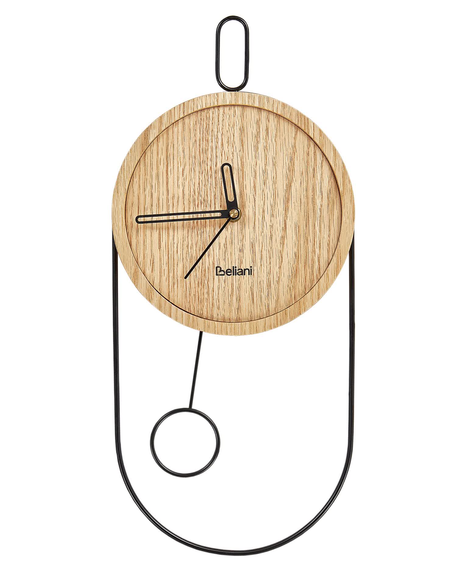 BELIANI Wanduhr Hellbraun MDF und Metall Oval Holzoptik mit Produktbild-Vorschau 7