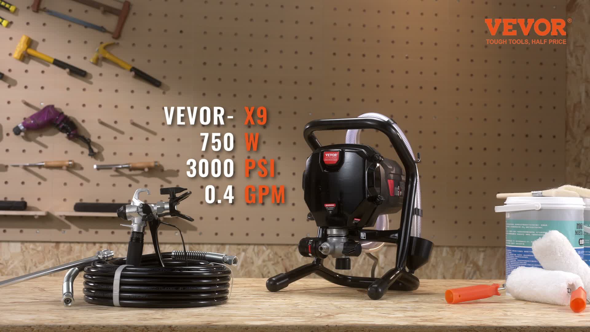 VEVOR Tragbares Airless-Farbspritzgerät, 750 W, 3000 psi, Produktbild-Vorschau 7