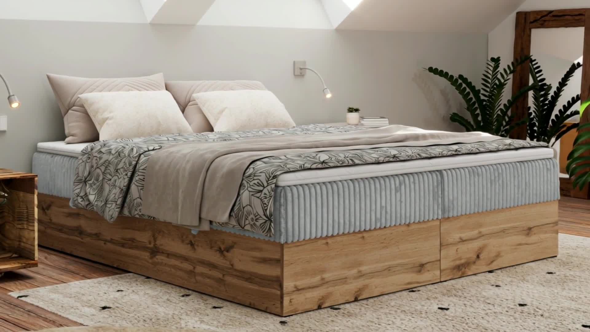 Kontinentální postel bez čela postele Wood Zero 140x200 cm Náhled obrázku produktu 7