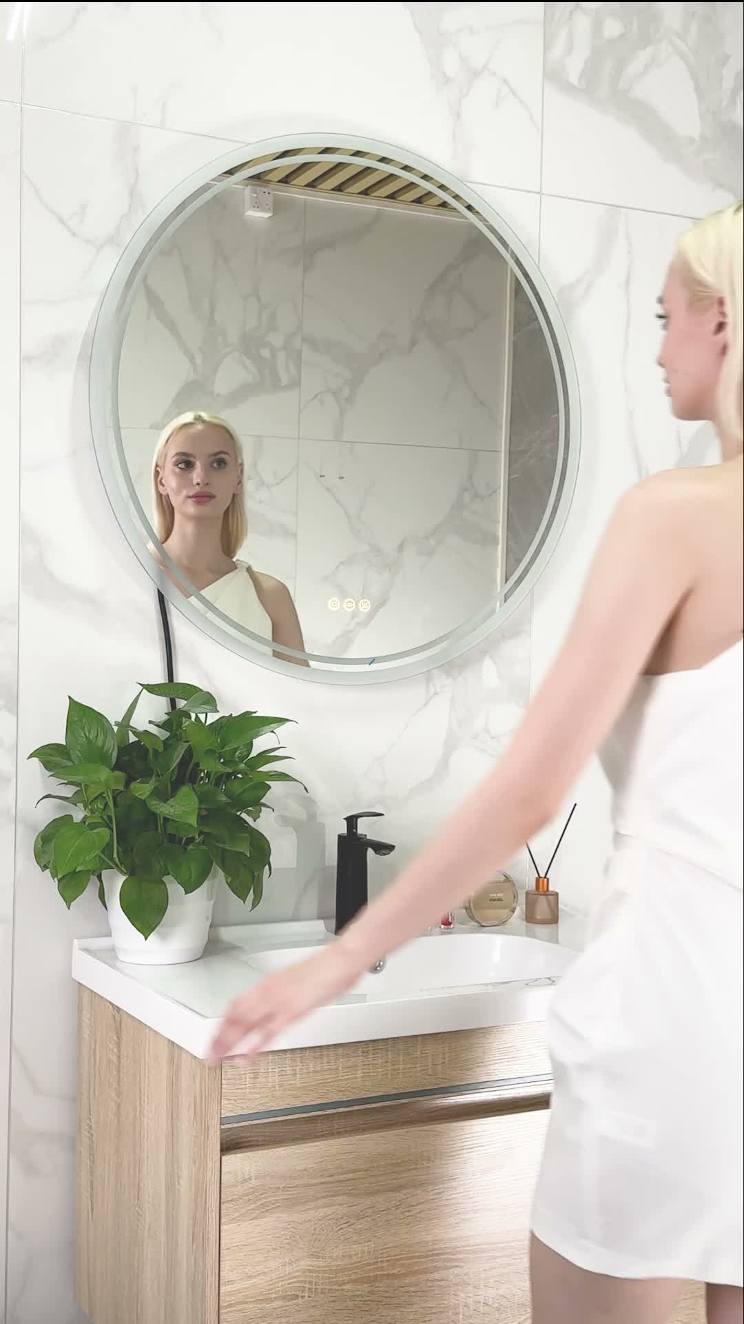WISFOR LED Badspiegel Rund 80 cm, Badezimmerspiegel mit Produktbild-Vorschau 7
