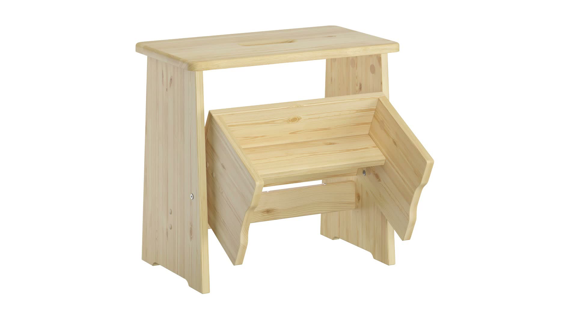 Stufenhocker Klapphocker Tritthocker klappbar Kiefer natur Produktbild-Vorschau 7