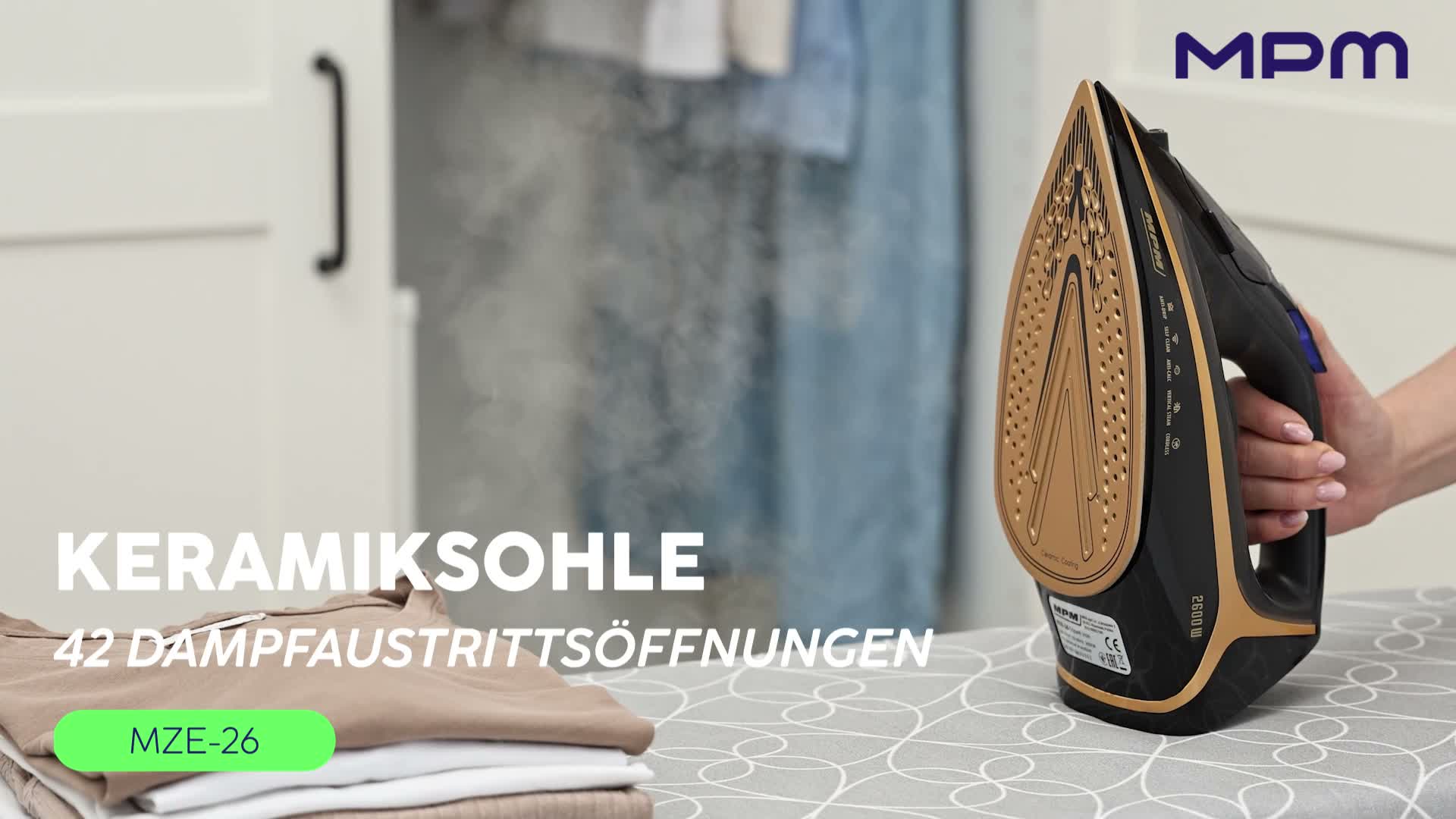 MPM MZE-26 Kabelloses Dampfbügeleisen 2600W Keramiksohle 42 Produktbild-Vorschau 7