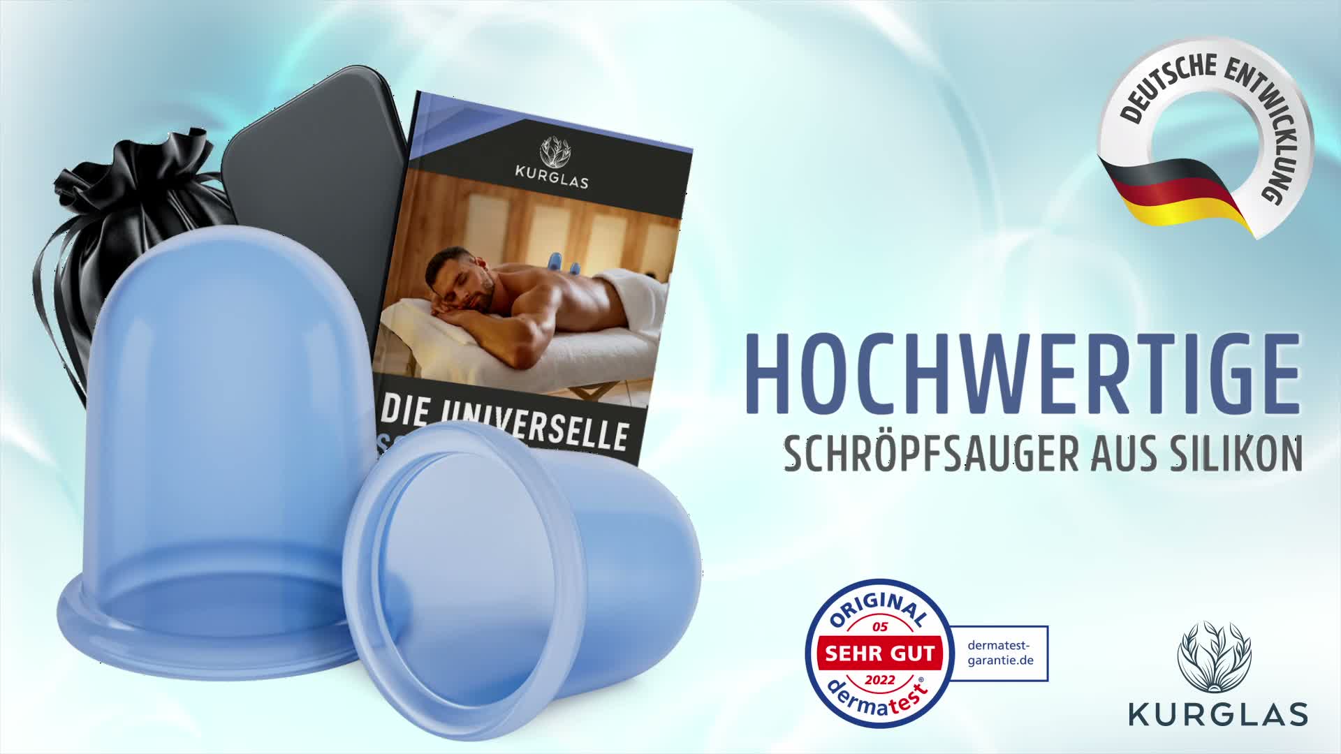 Kurglas Schröpfset Silikon mit e-Book & DERMATEST Note 1 – Produktbild-Vorschau 6
