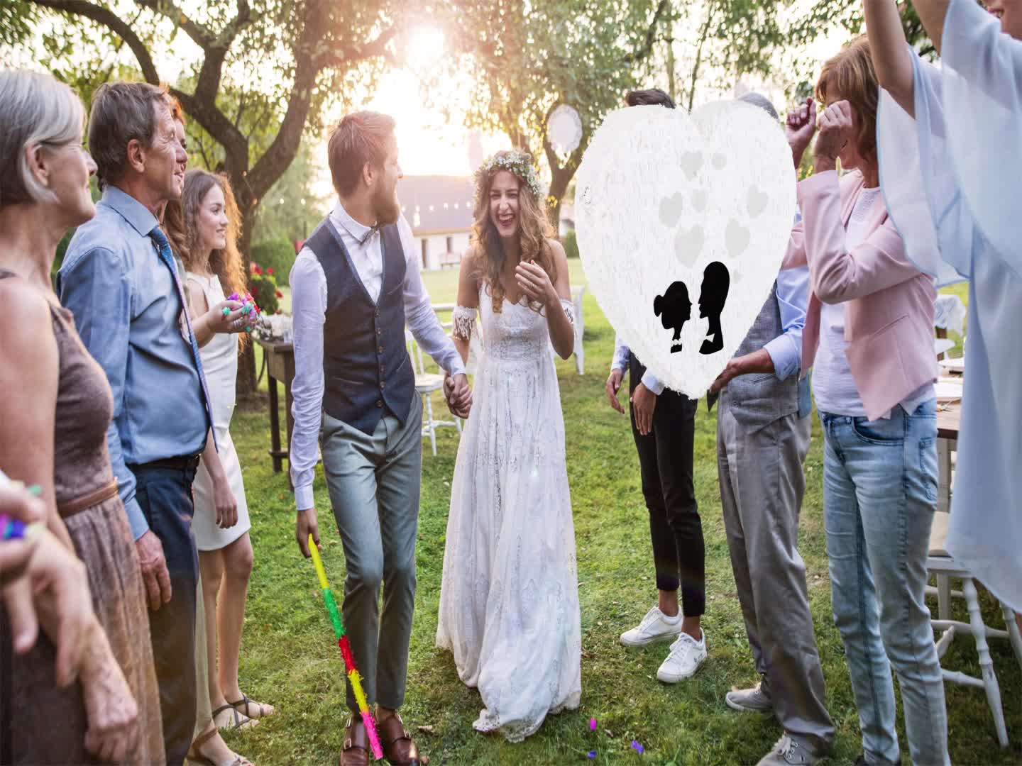 Relaxdays Pinata Hochzeit, Herzpinata zum Aufhängen, Produktbild-Vorschau 7