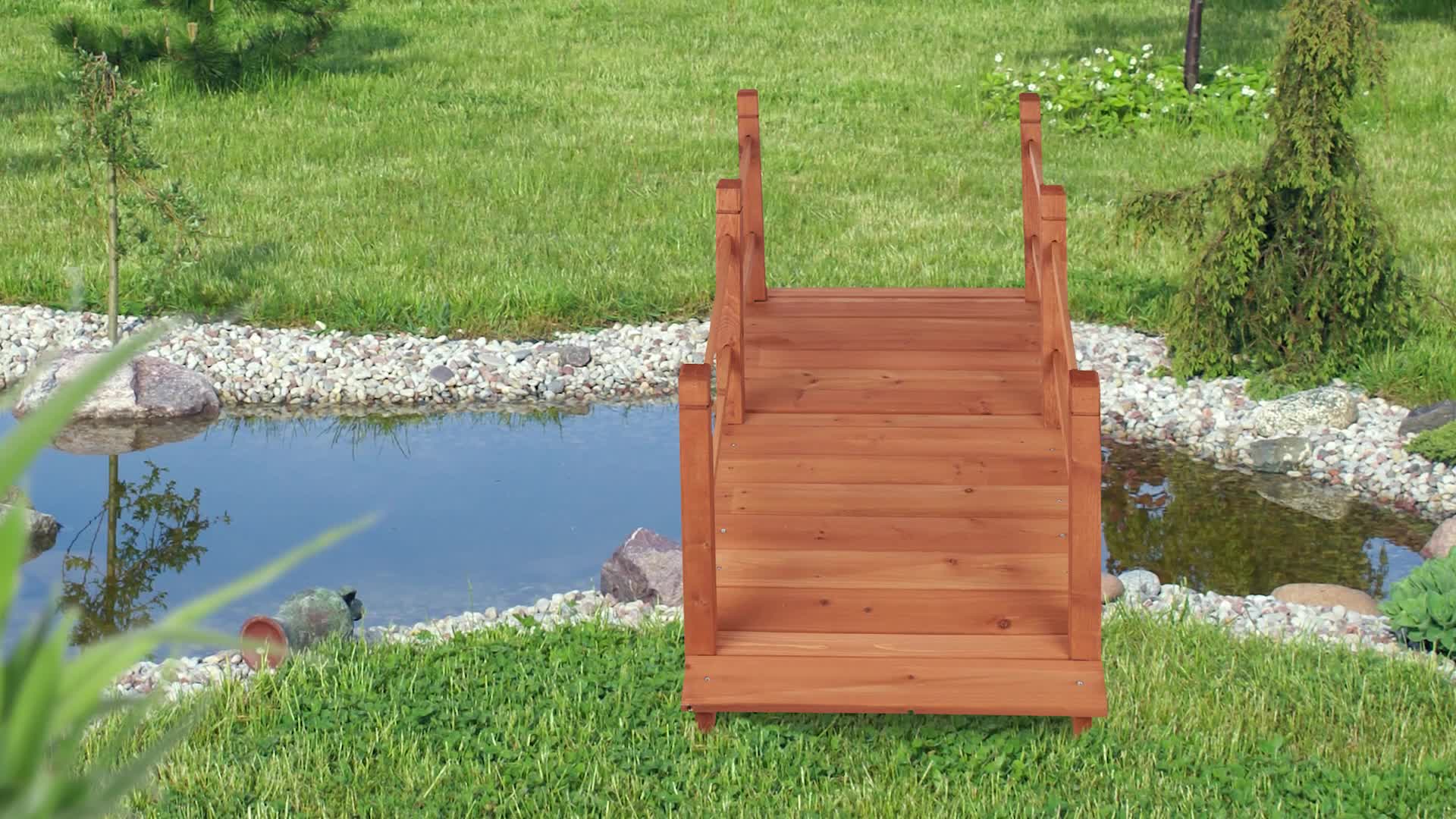 Relaxdays Teichbrücke, mit Geländer, begehbar, Produktbild-Vorschau 7
